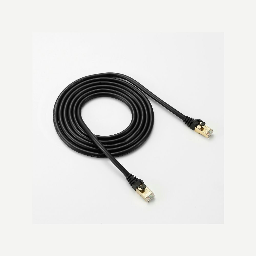 Câble Rj45 Droit Couleur Noir - 2m S/ftp Cat 7 Avec Snagless Et Connecteurs En Or