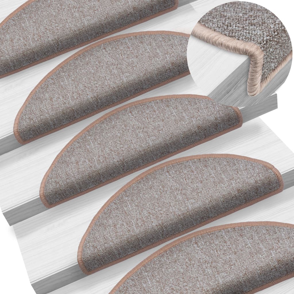 Tapis D'escalier 15 Pièces Marron Clair 65 X 24 X 4 Cm Dec023554