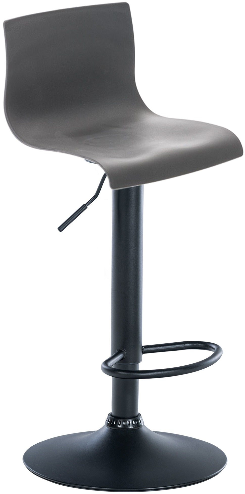 Tabouret De Bar Avec Repose-pieds Pivotant Dossier Incurvé En Plastique Gris Et Métal Noir 10_0004934