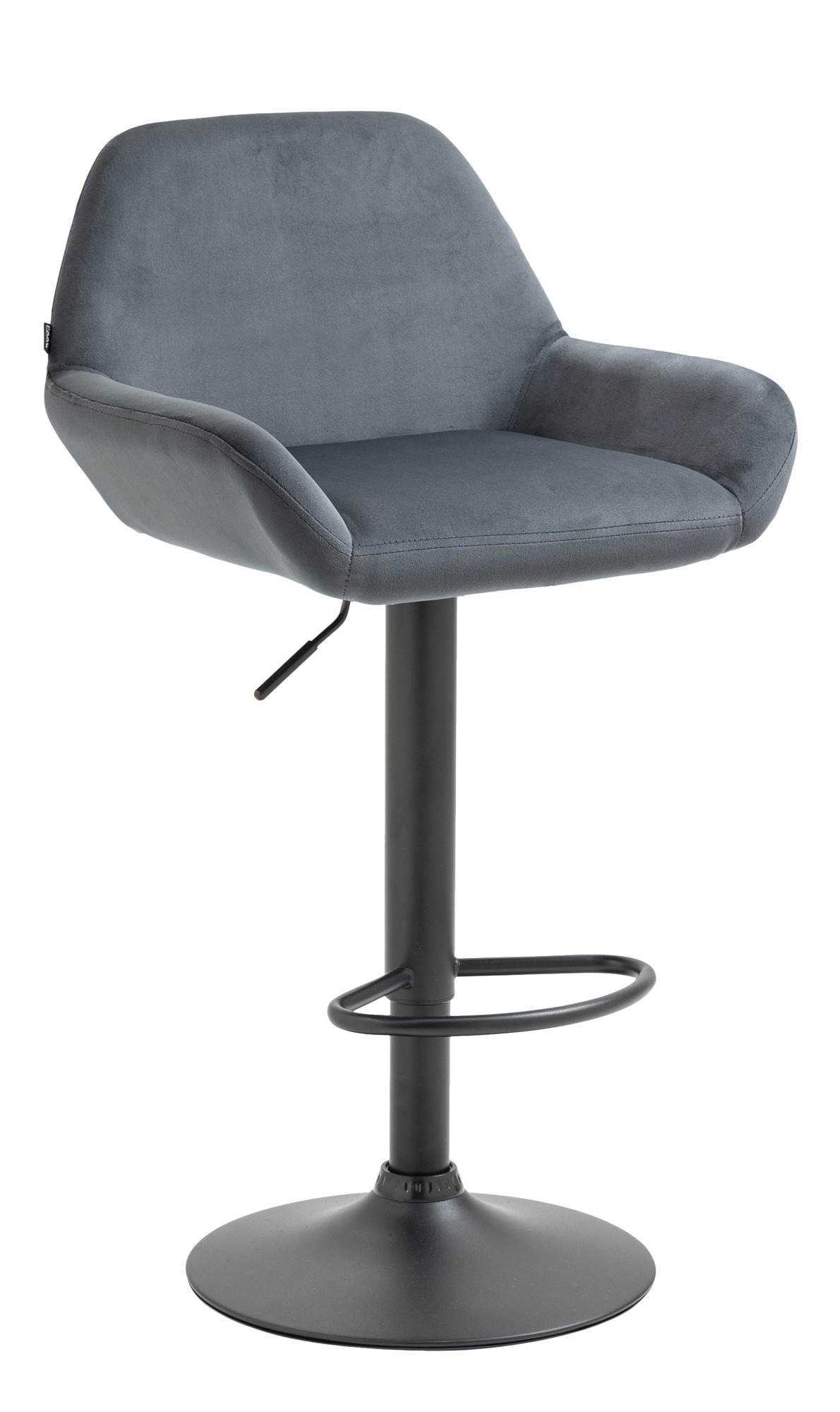 Tabouret De Bar Braga Velours Noir Gris Foncé