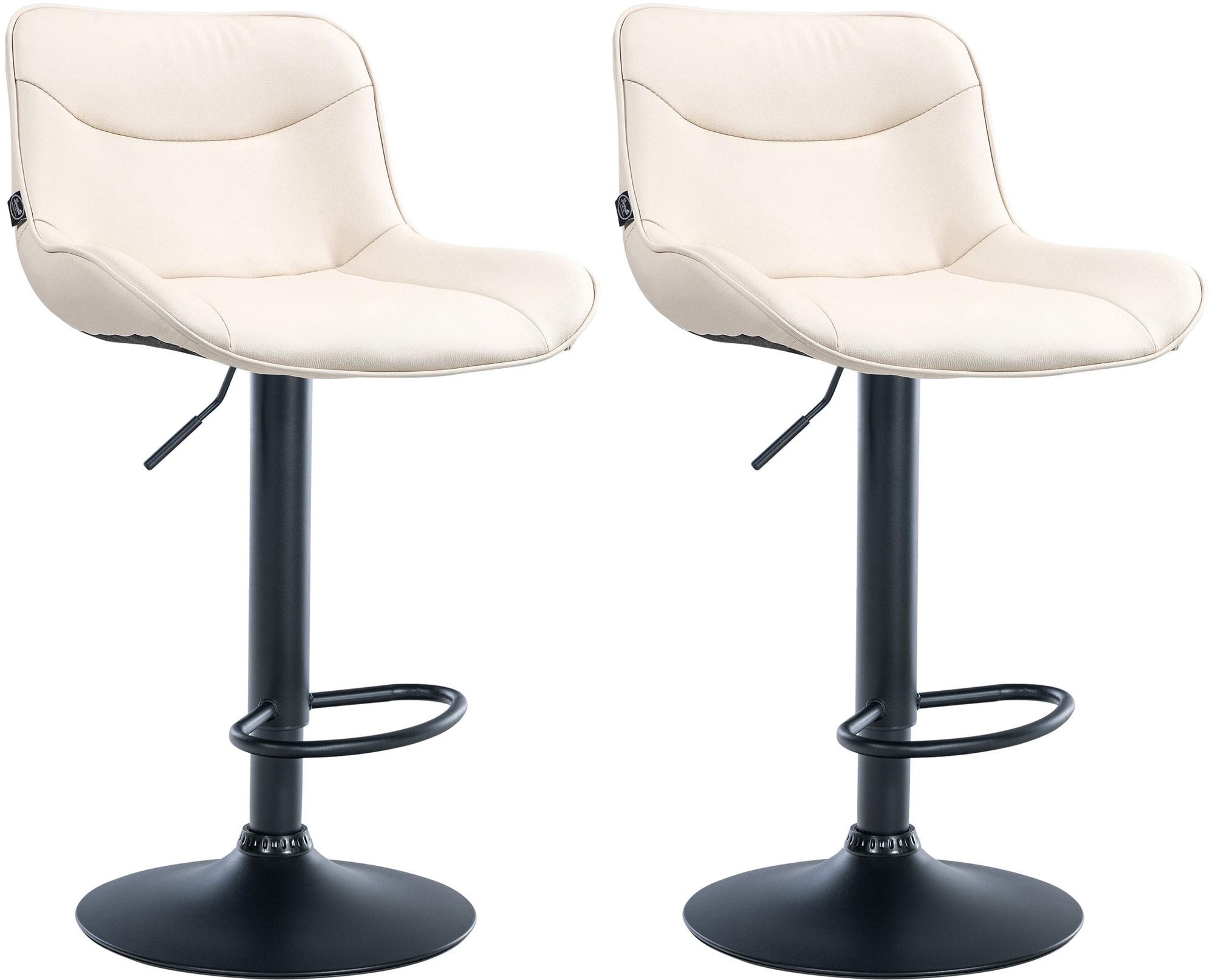 Lot De 2 Tabourets De Bar Vonore Simili Cuir Noir Crème