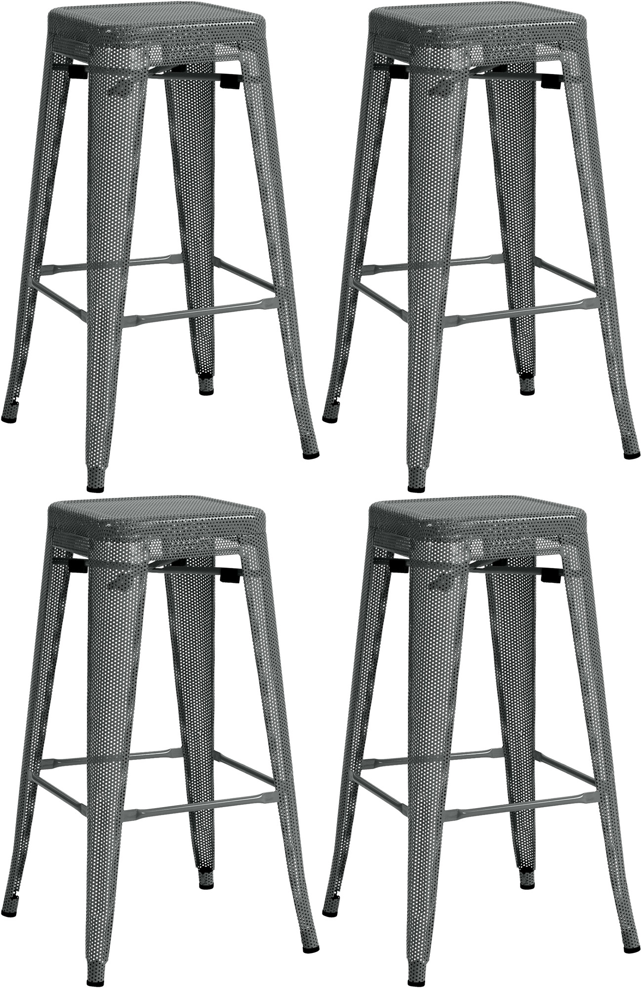 Lot De 4 Tabourets De Bar Fletcher Gris
