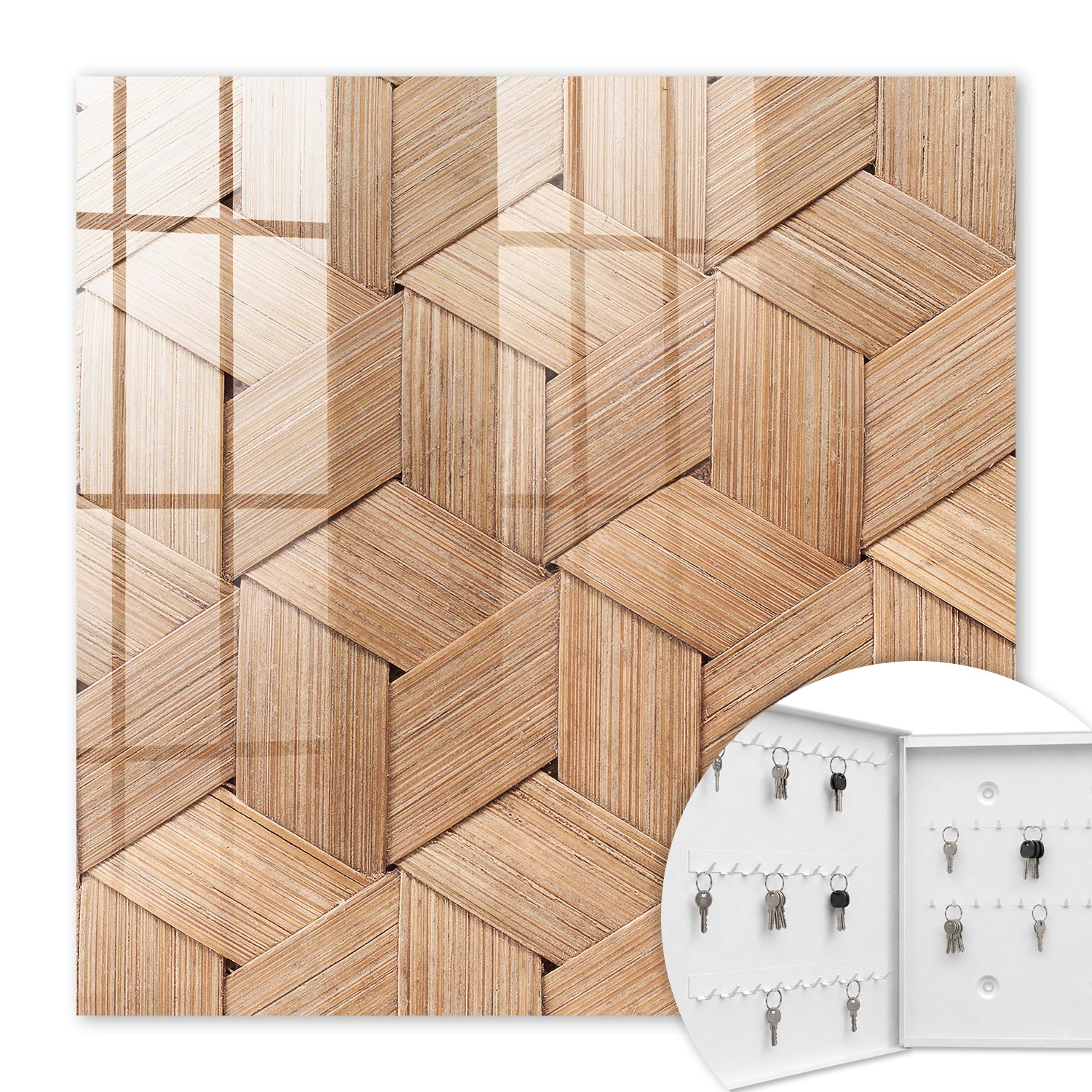 Armoire À Clés - (30 Cm X 30 Cm) - Boîte À Clés Murale - Coffret De Rangement Pour Clés - Couleur Blanche - Ouverture Vers La Gauche - Pour Maison Et Bureau - La Géométrie De La Nature