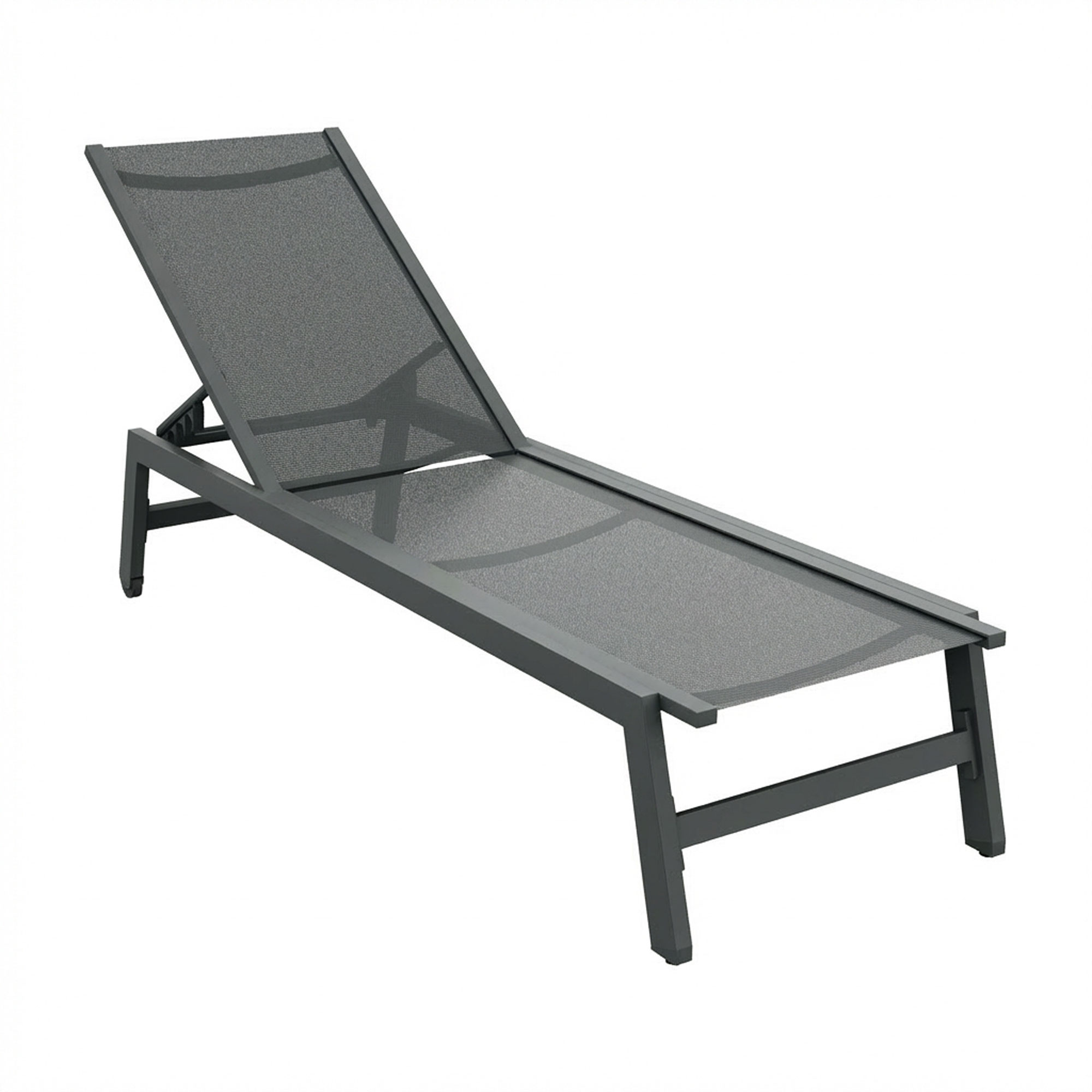Nilo - Transat de jardin plage piscine 192x55x30 cm en aluminium et textilène anthracite