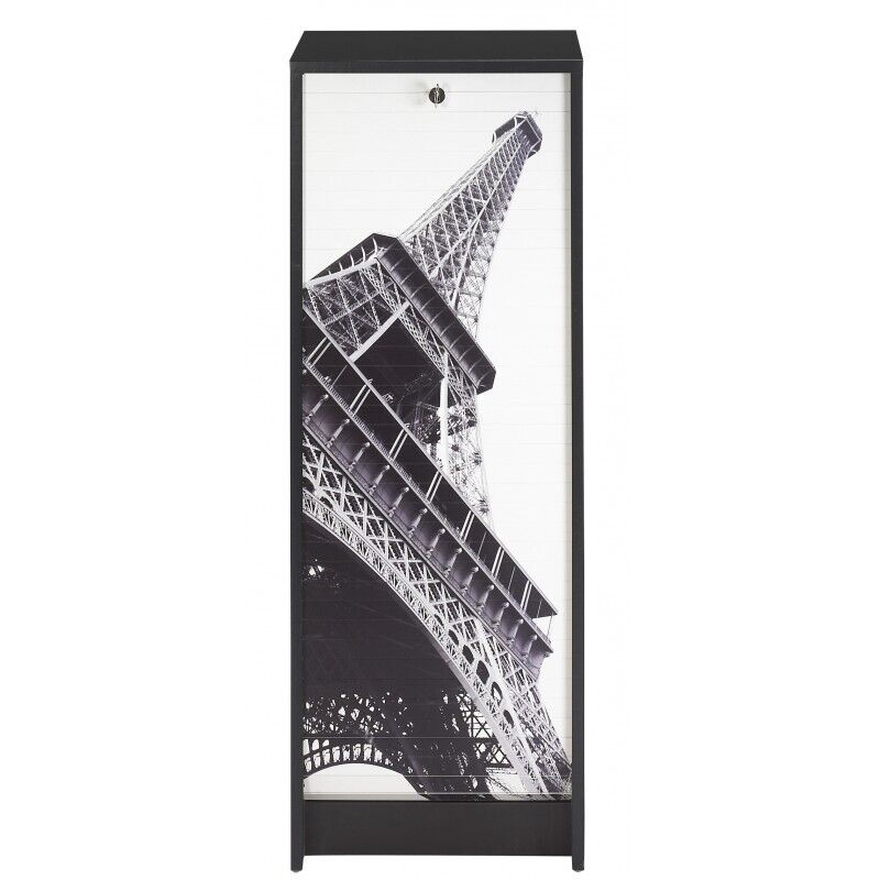 Classeur À Rideau Beaux Meubles Pas Chers 5 Étagères Serrure Noir 37,8 103,8 38,4 Cm Mdf