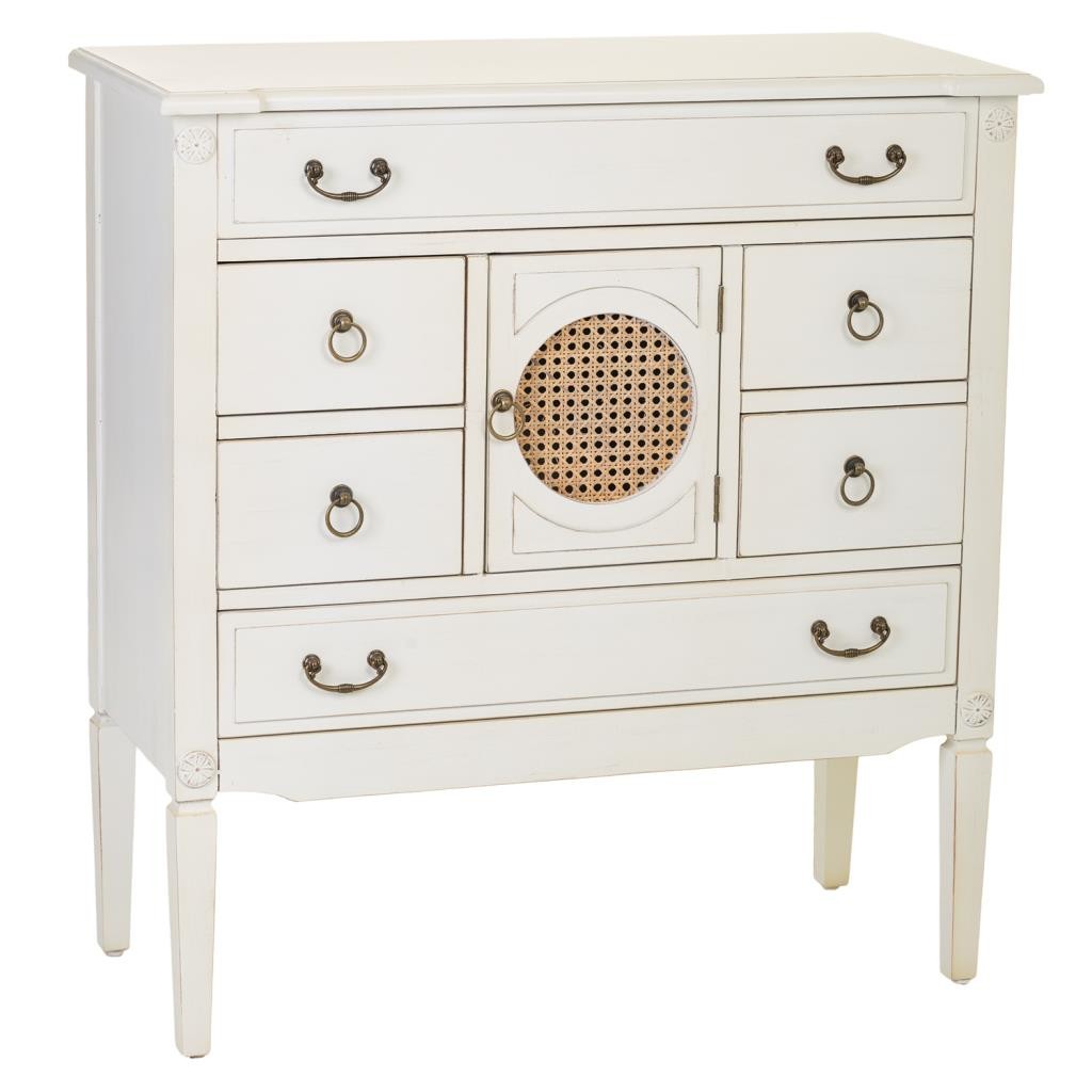 Commode En Bois Avec Grillage Blanc 85x38x90h