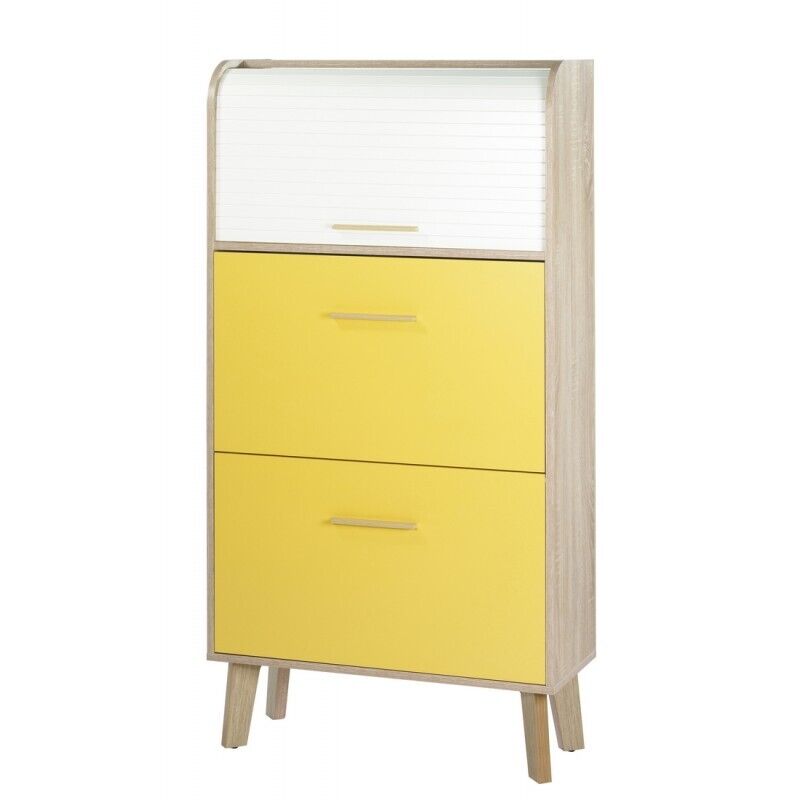 Meuble À Chaussures Beaux Meubles Pas Chers 18 Paires 2 Abattants Jaune