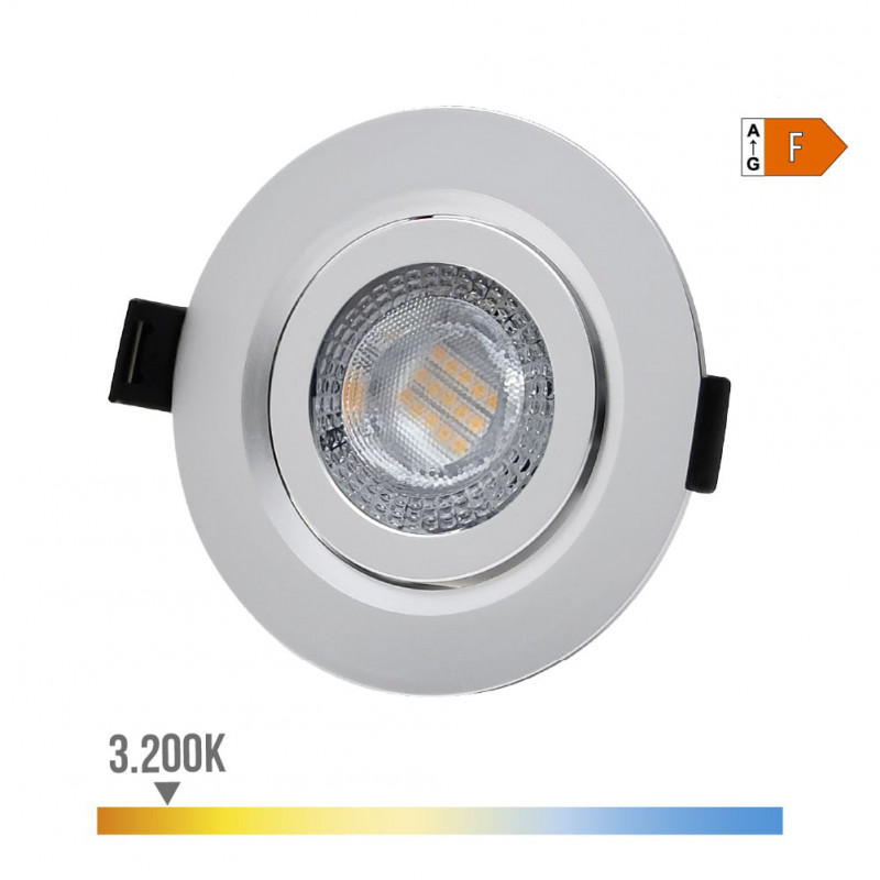Spot Encastrable Led 9w 806lm (72w) Rond Chrome - Blanc Chaud 3200k
