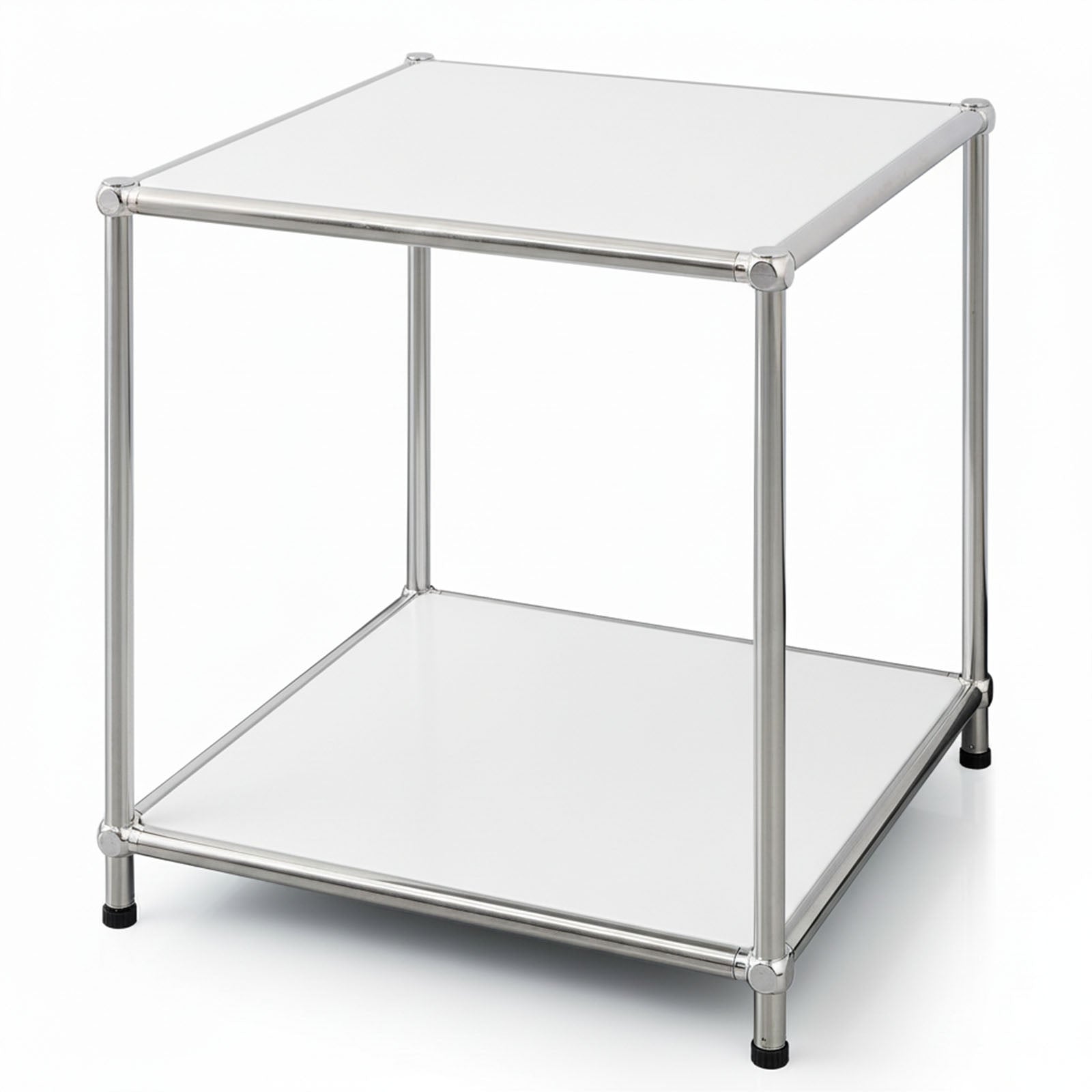 Étagère Métal Chromé Design Épuré, Concept Epuré Mk-012, L40 × P40 × H46 Cm, Blanc