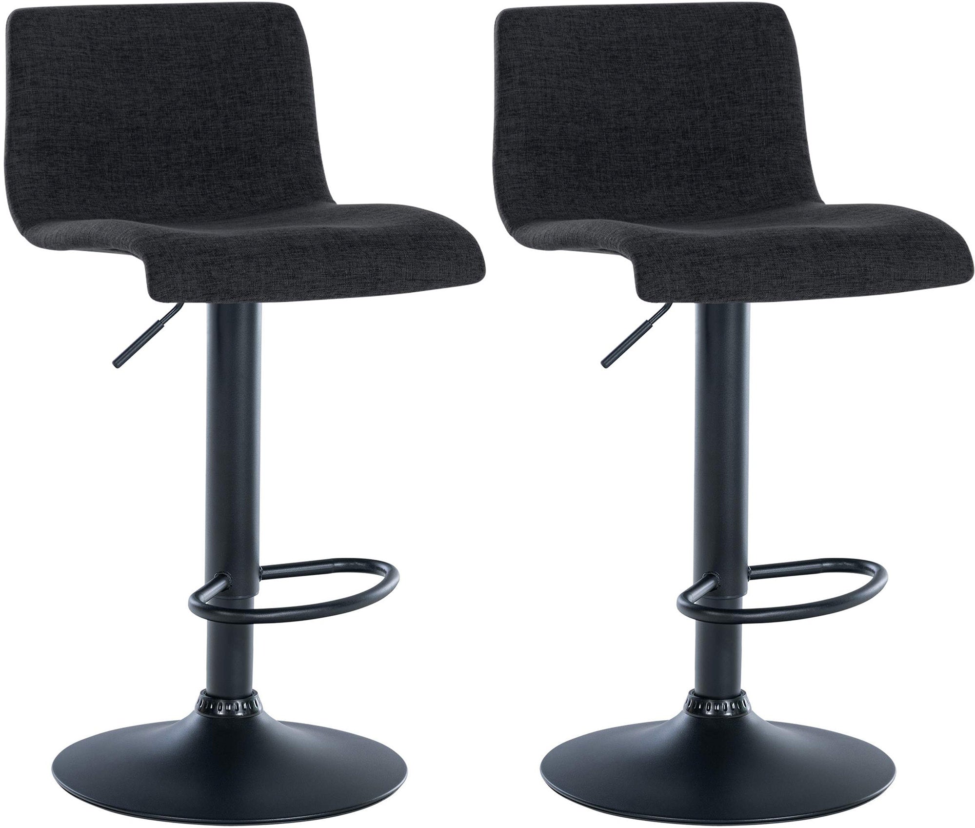 Lot De 2 Tabourets De Bar Design Simple Avec Repose-pieds En Tissu Noir Pieds 10_0004054