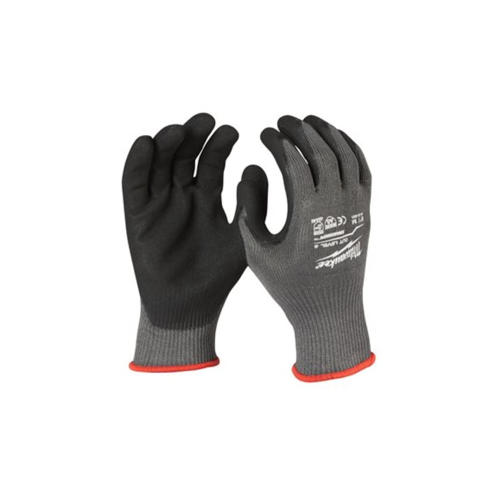 Gants De Protection Anticoupure Milwaukee Niveau 5 Double Nitrile Gris Noir Taille Xl/10