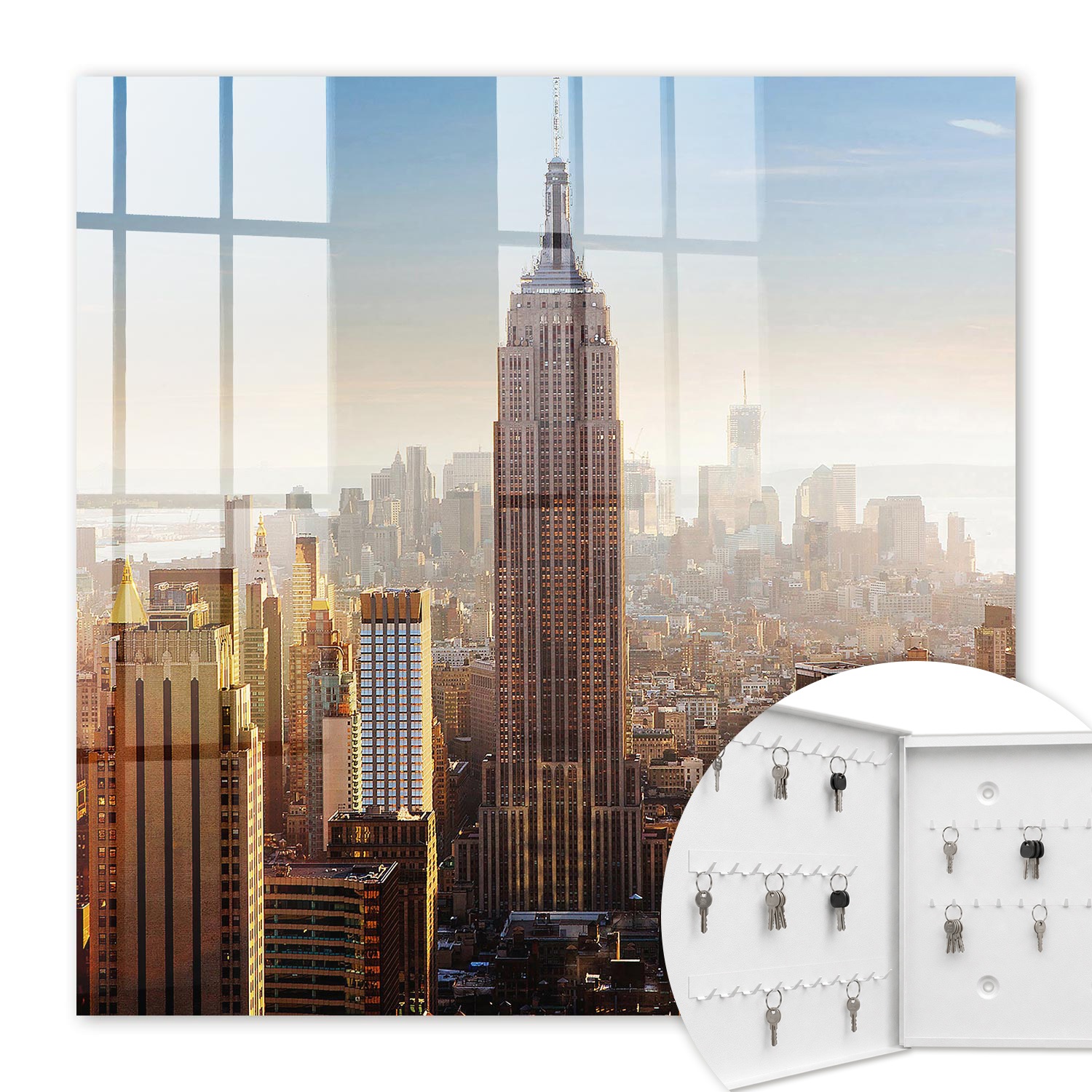 Armoire À Clés - (30 Cm X 30 Cm) - Boîte À Clés Murale - Coffret De Rangement Pour Clés - Couleur Blanche - Ouverture Vers La Gauche - Pour Maison Et Bureau - La Ville Le Matin