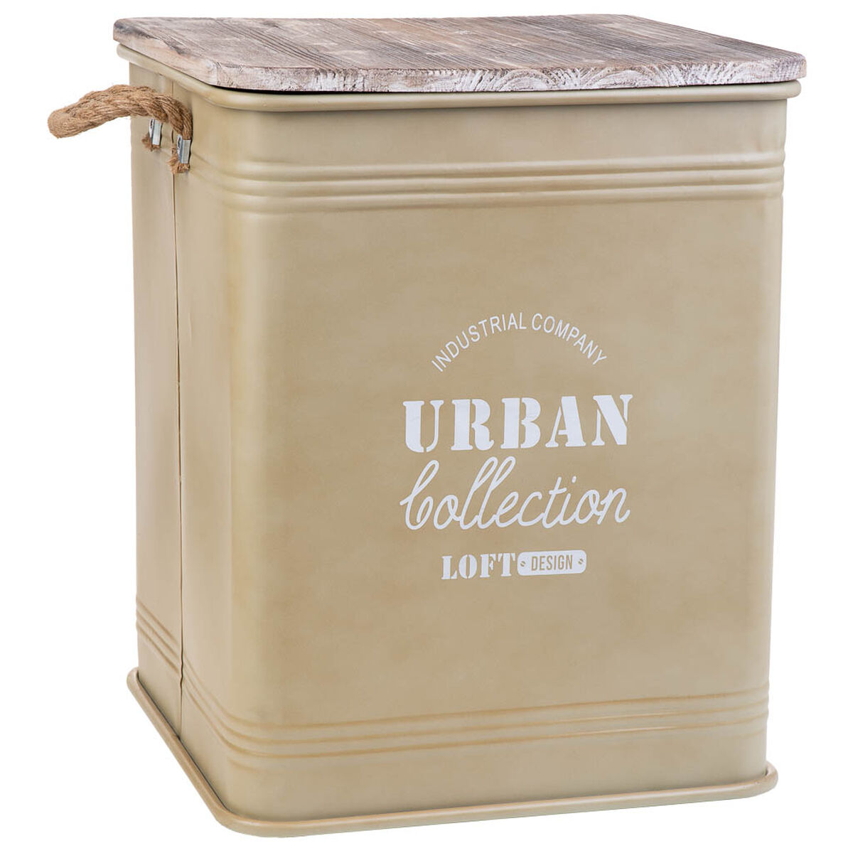 Panier À Linge Alexandra House Living Urban Beige Chanvre Métal Bois D'épicéa