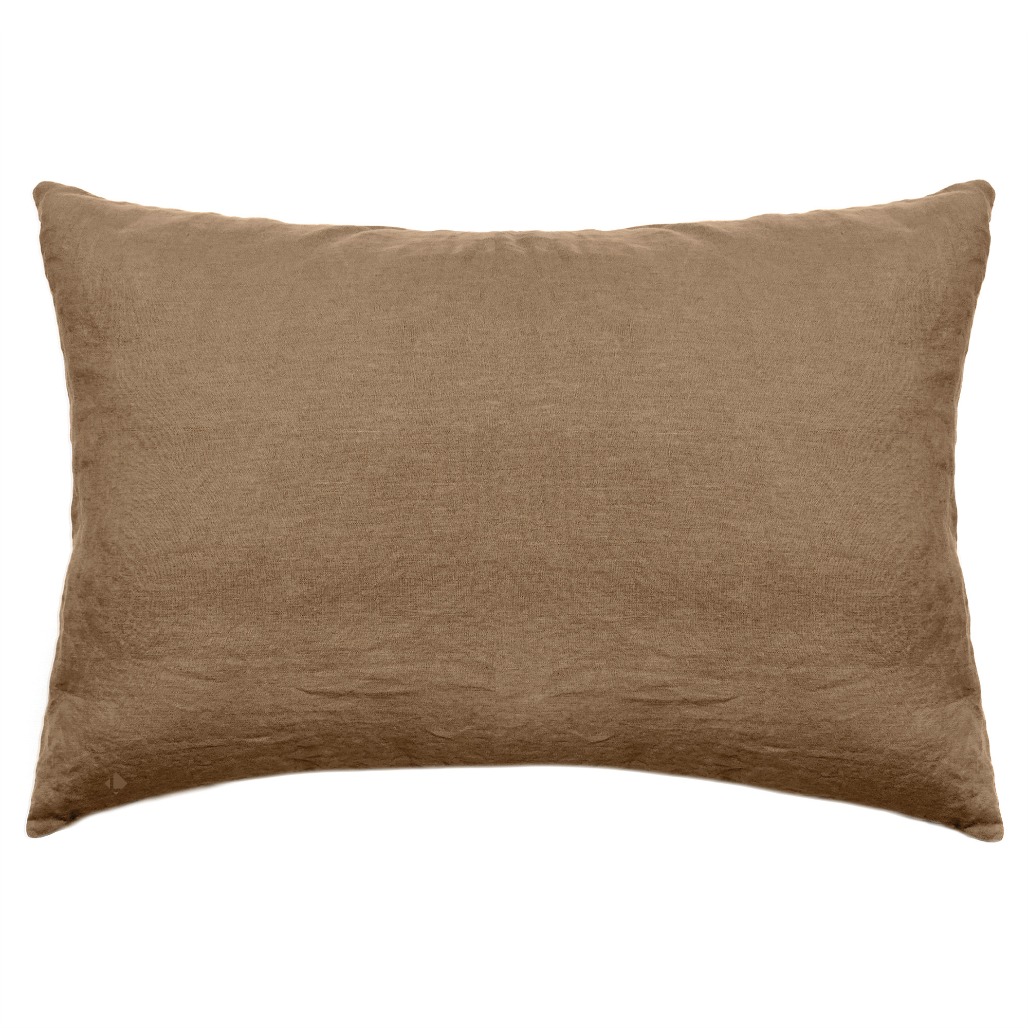 Taie D'oreiller Palace Pur Coton Lavé 50x70 Cm Uni Marron Cognac