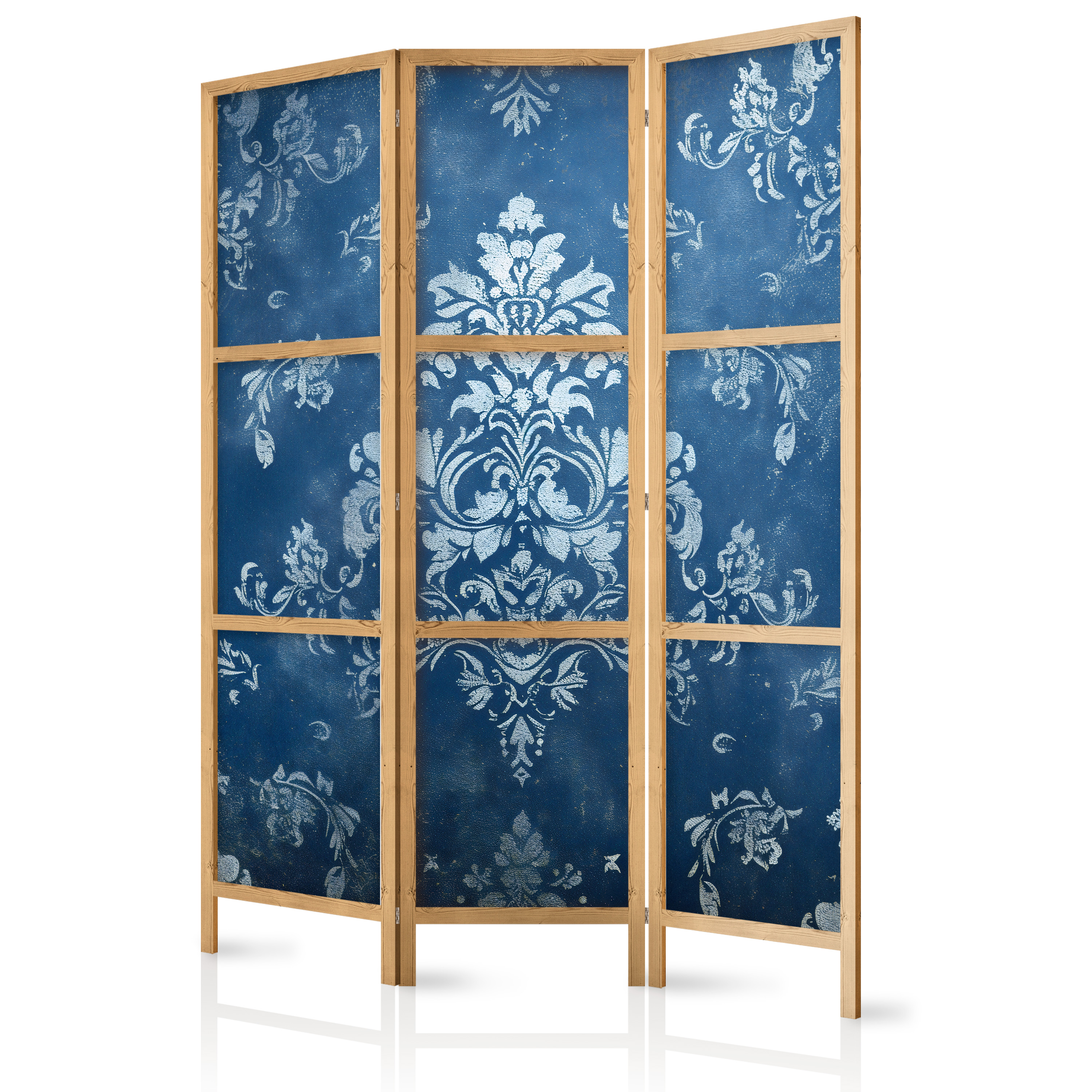 Paravent Japonais -motif Décoratif En Bleus Usés 135x172