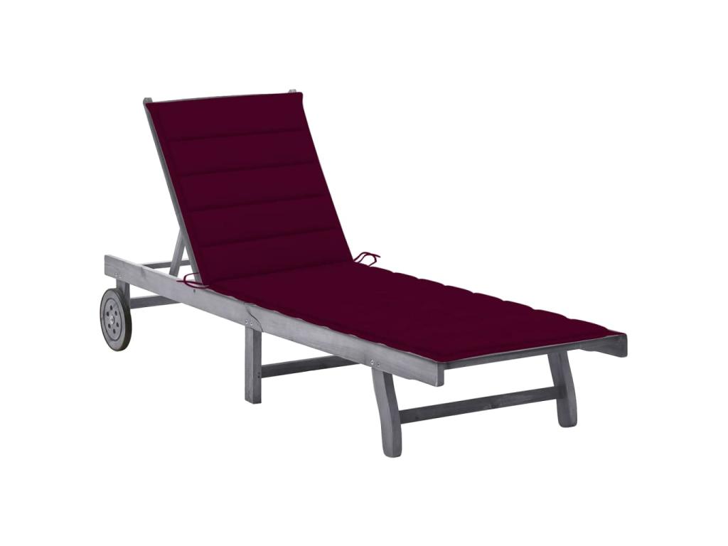 Transat Chaise Longue Bain De Soleil Lit De Jardin Terrasse Meuble D'extérieur Avec Coussin Bois D'acacia Solide Gris 02