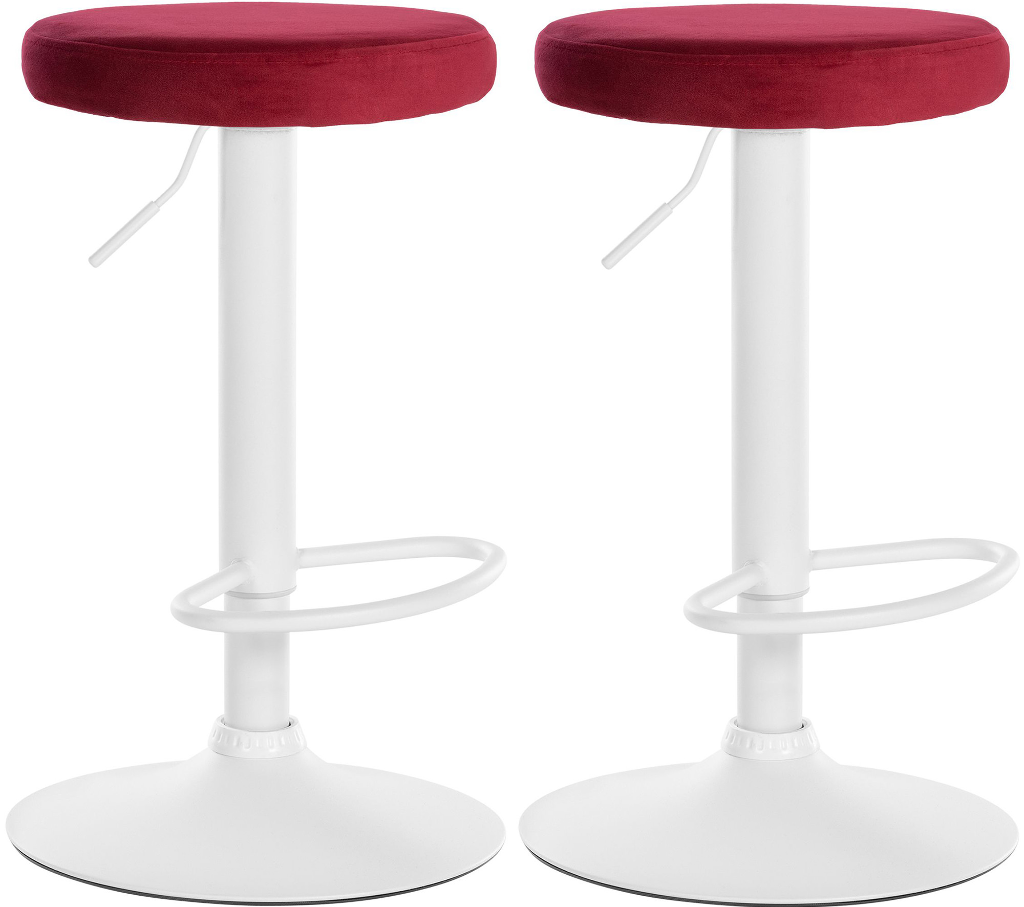 Lot De 2 Tabourets De Bar Ponte Velours Blanc Rouge