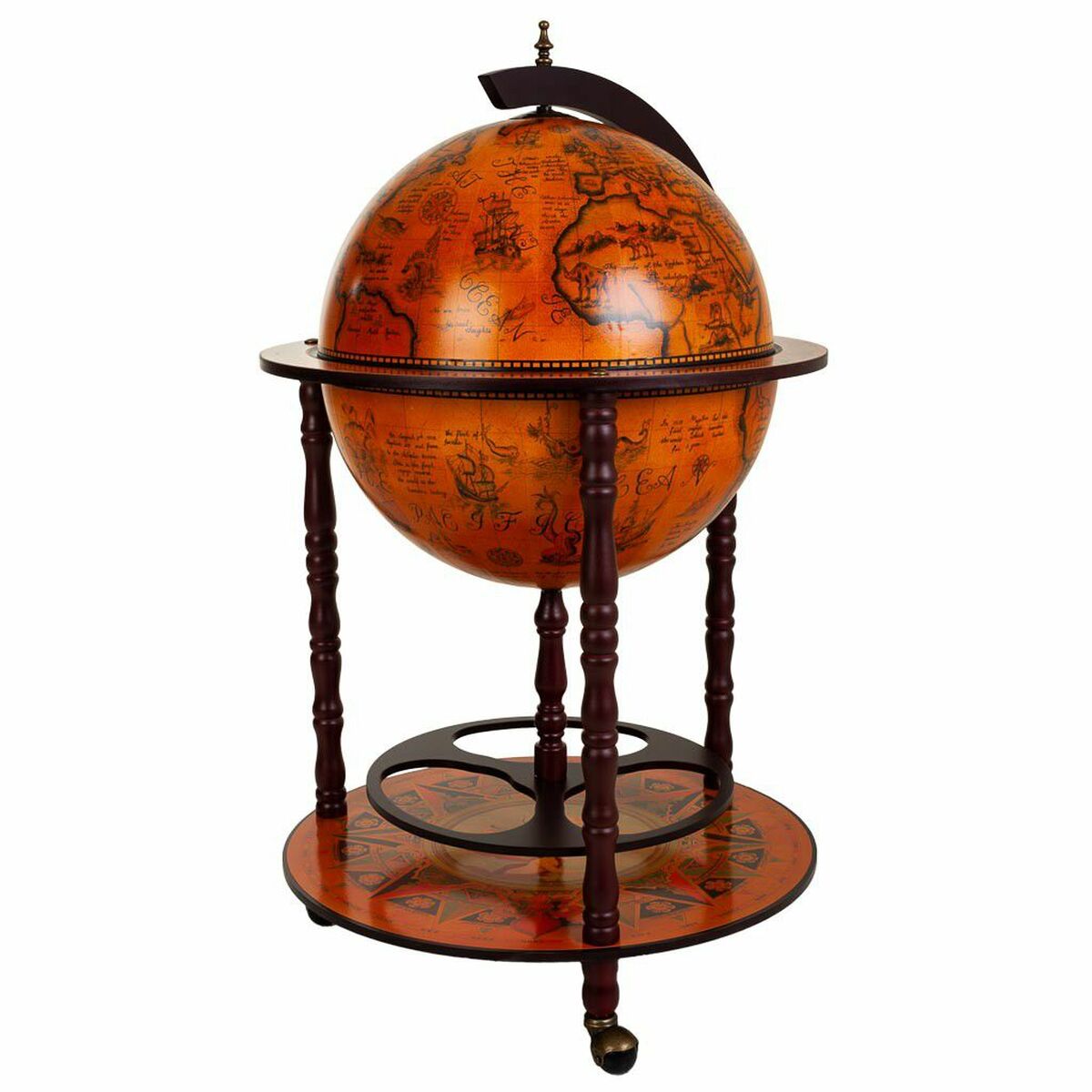 Globe Terrestre Alexandra House Living Marron 55 X 93 X 55 Cm Meuble À Bouteilles