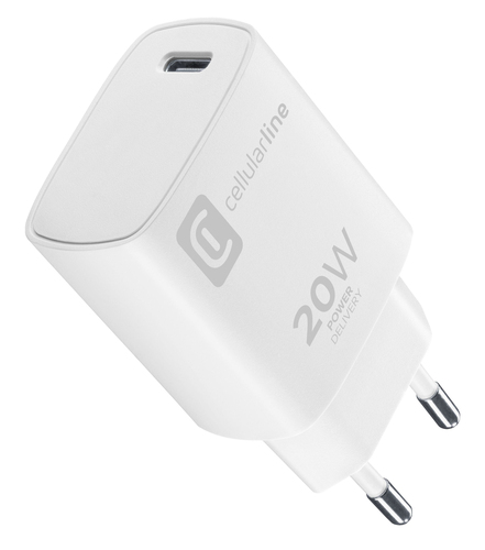 Cellularline Apple Mains Charger 20w Small White Chargeur Secteur Usb-c 20w En Micropack