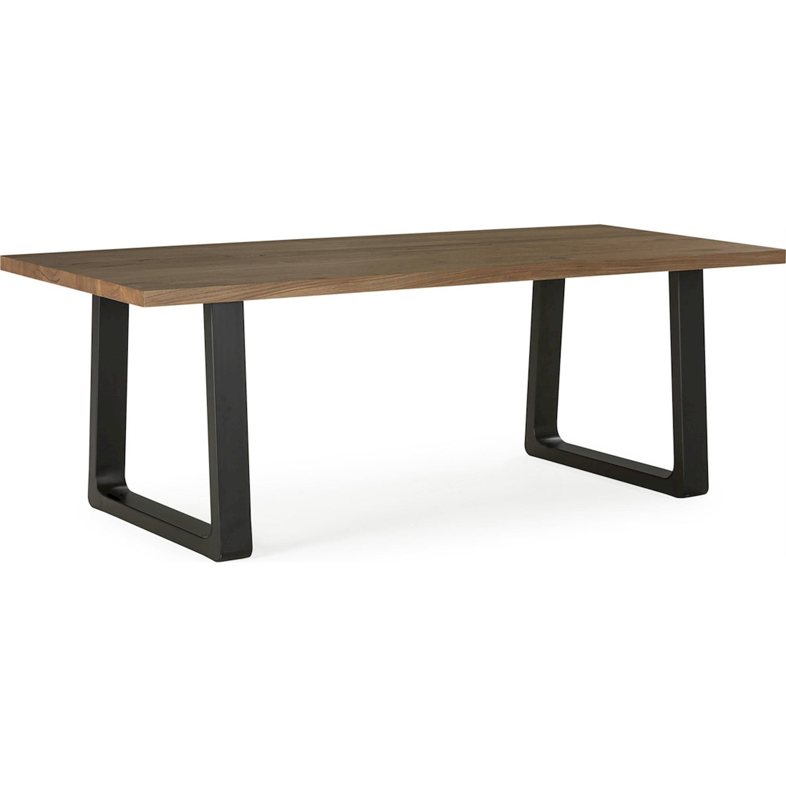 Table Salle À Manger Bois D'Orme Et Piétement Métal Noir Mat - Noyer Foncé Et Noir Mat