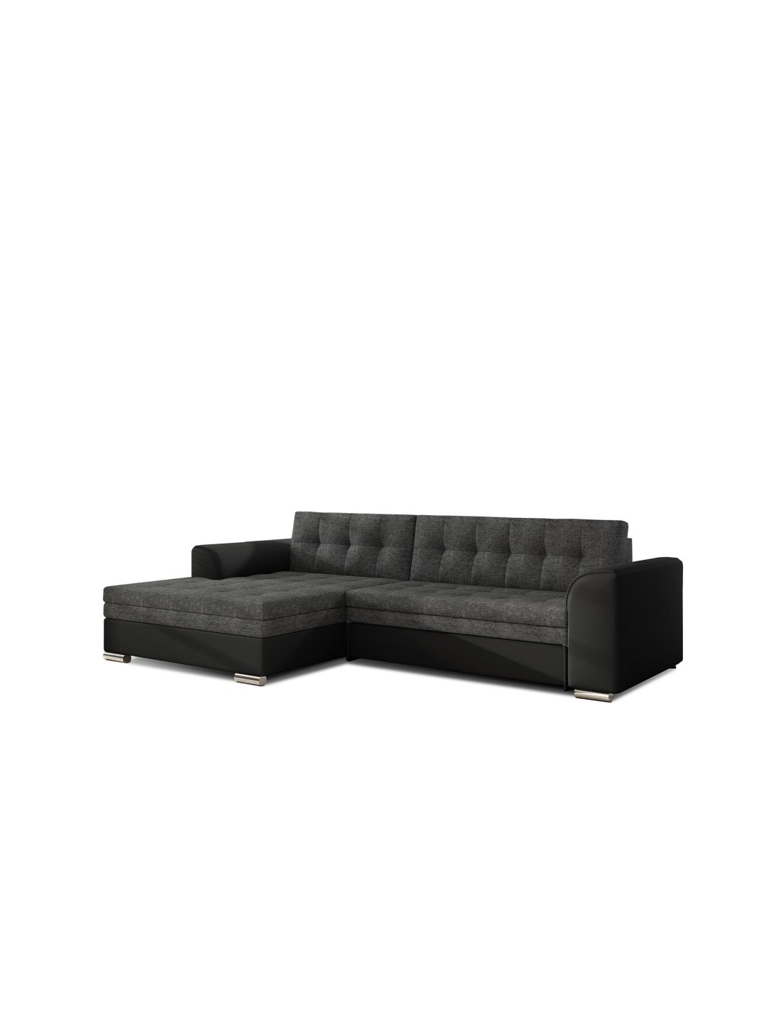 Canapé D'Angle Convertible Conforto 4 Places Gris Foncé Et Noir - Angle Gauche