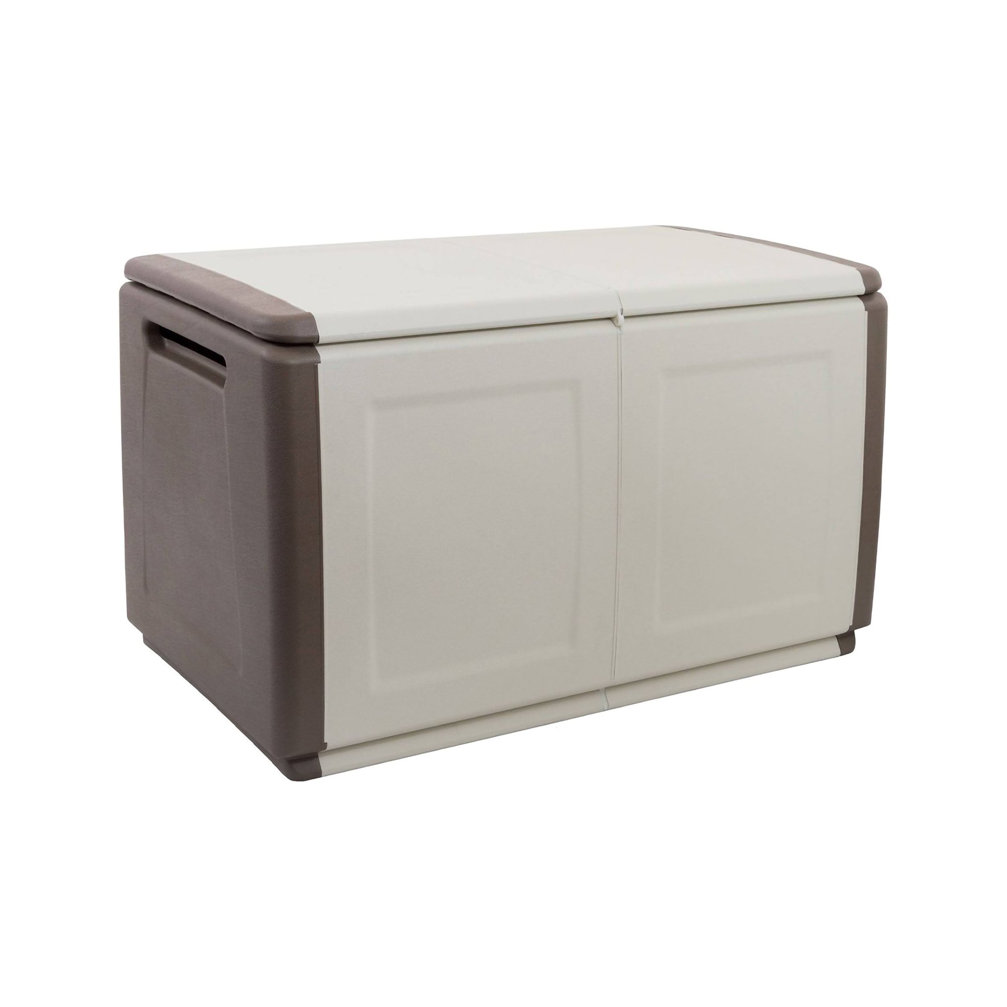Coffre, En Pvc, Beige Et Marron, 96x53h57 Cm