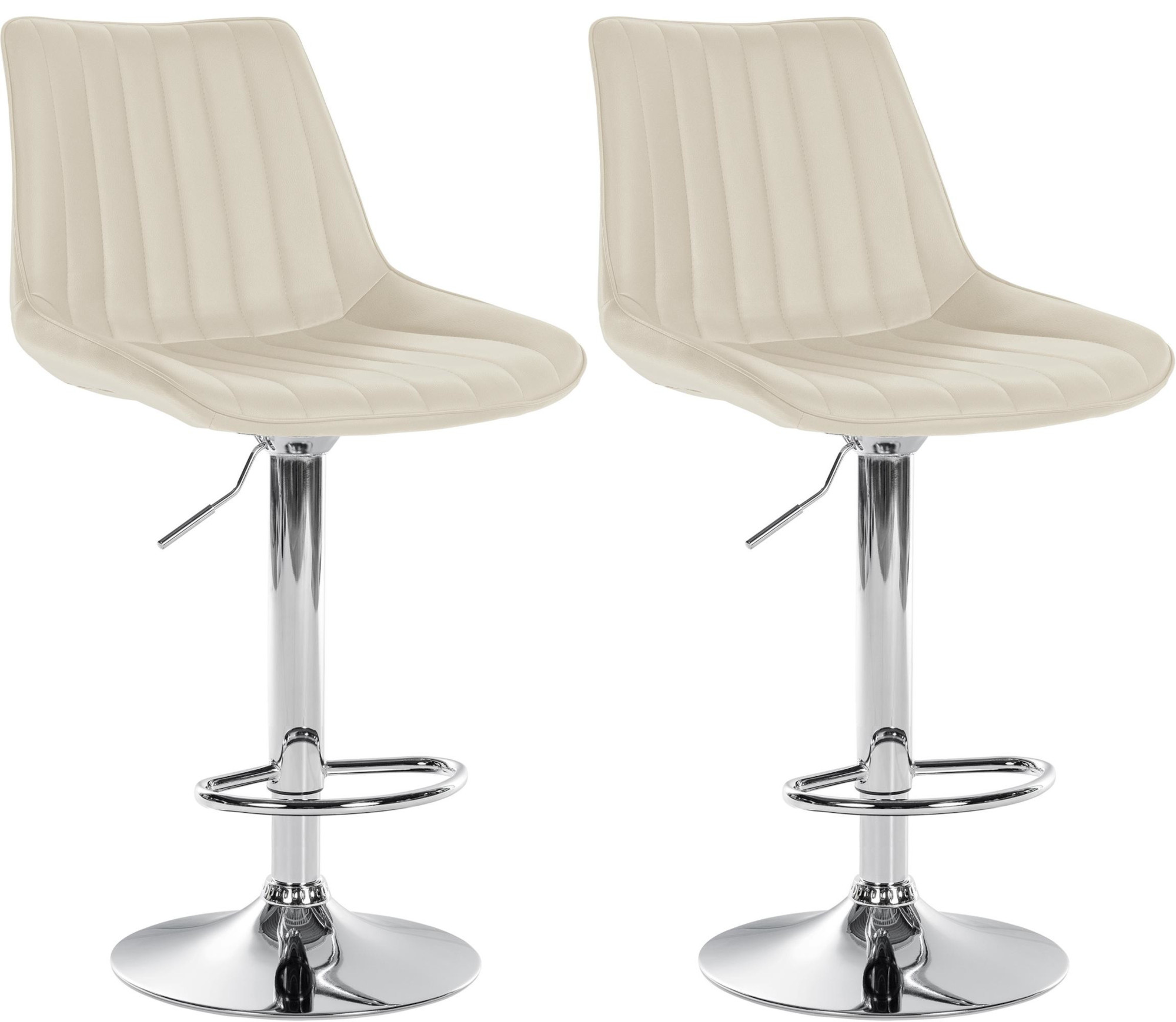 Lot De 2 Tabourets De Bar Toni Simili Cuir Chromé Crème