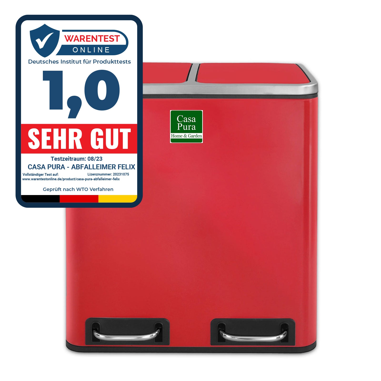 Poubelle Félix Système De Séparation Rouge Framboise 2 X 30 Litres -60 Litres - Floordirekt