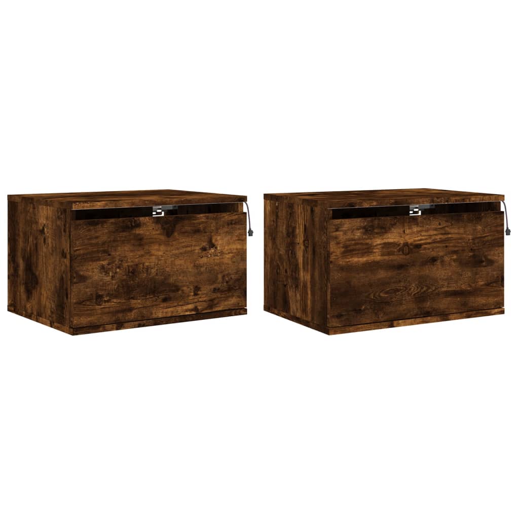 Lot De 2 Tables De Chevet Murales Avec Lumières Led 50 X 36 X Dec036131