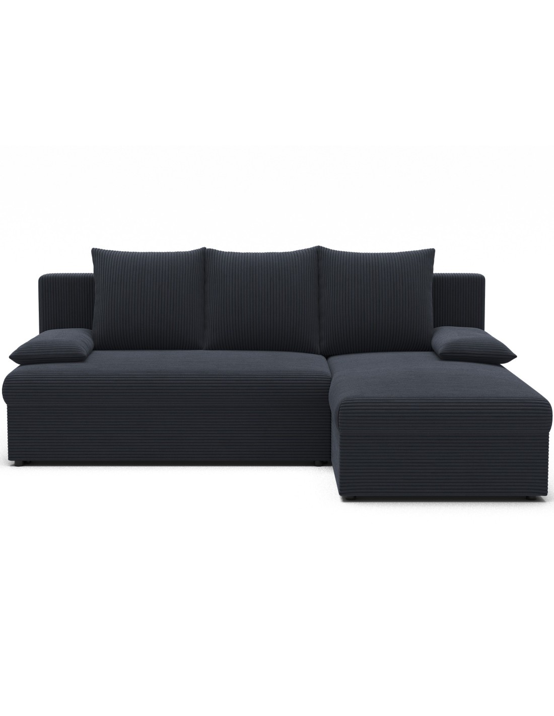 Canapé D'Angle Gris Foncé 3 Places Mousse T30 206x90x146cm Gina