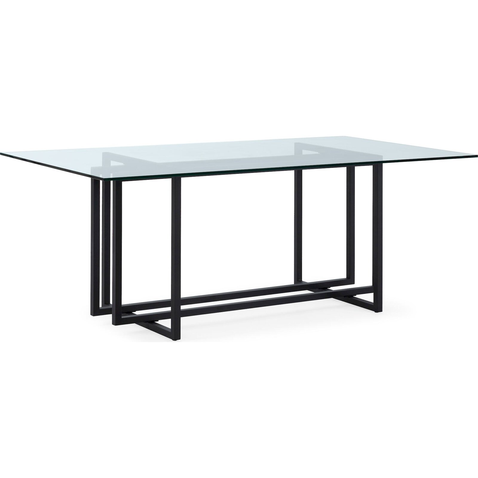 Table À Dîner Verre Et Métal Design - Verre Trempé Et Métal Noir