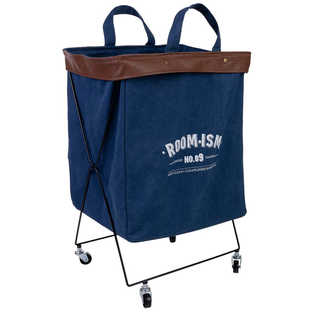 Panier À Linge En Métal Et Tissu 41x32x58h Cm
