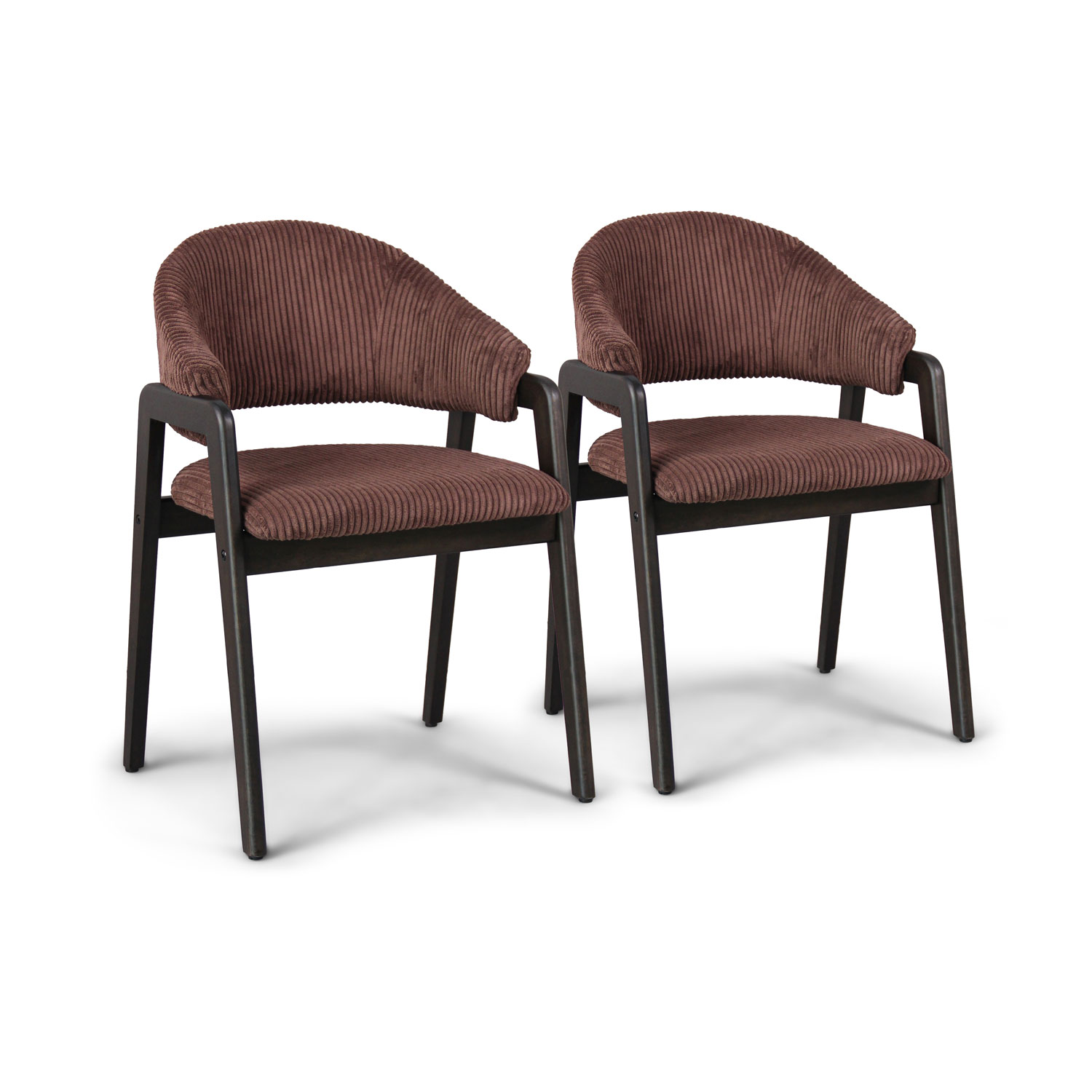 Canberra Corduroy - Paire De 2 Petits Fauteuils En Bois Massif De Parawood Et Velours Côtelé