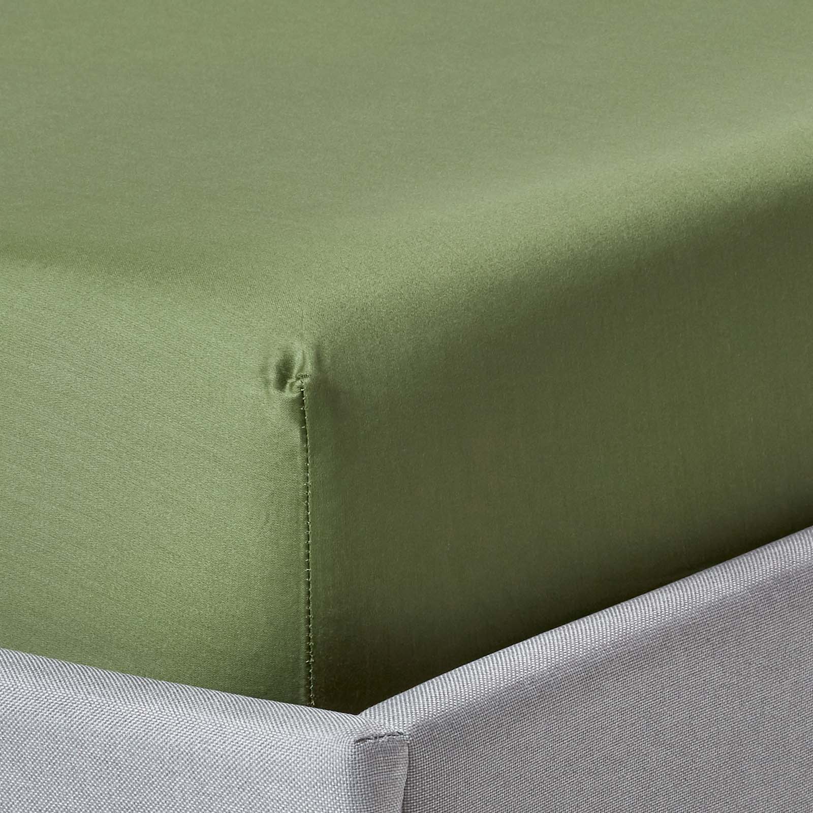 Drap-housse Bio 90x190cm Vert Mousse Coton Égyptien Homescapes