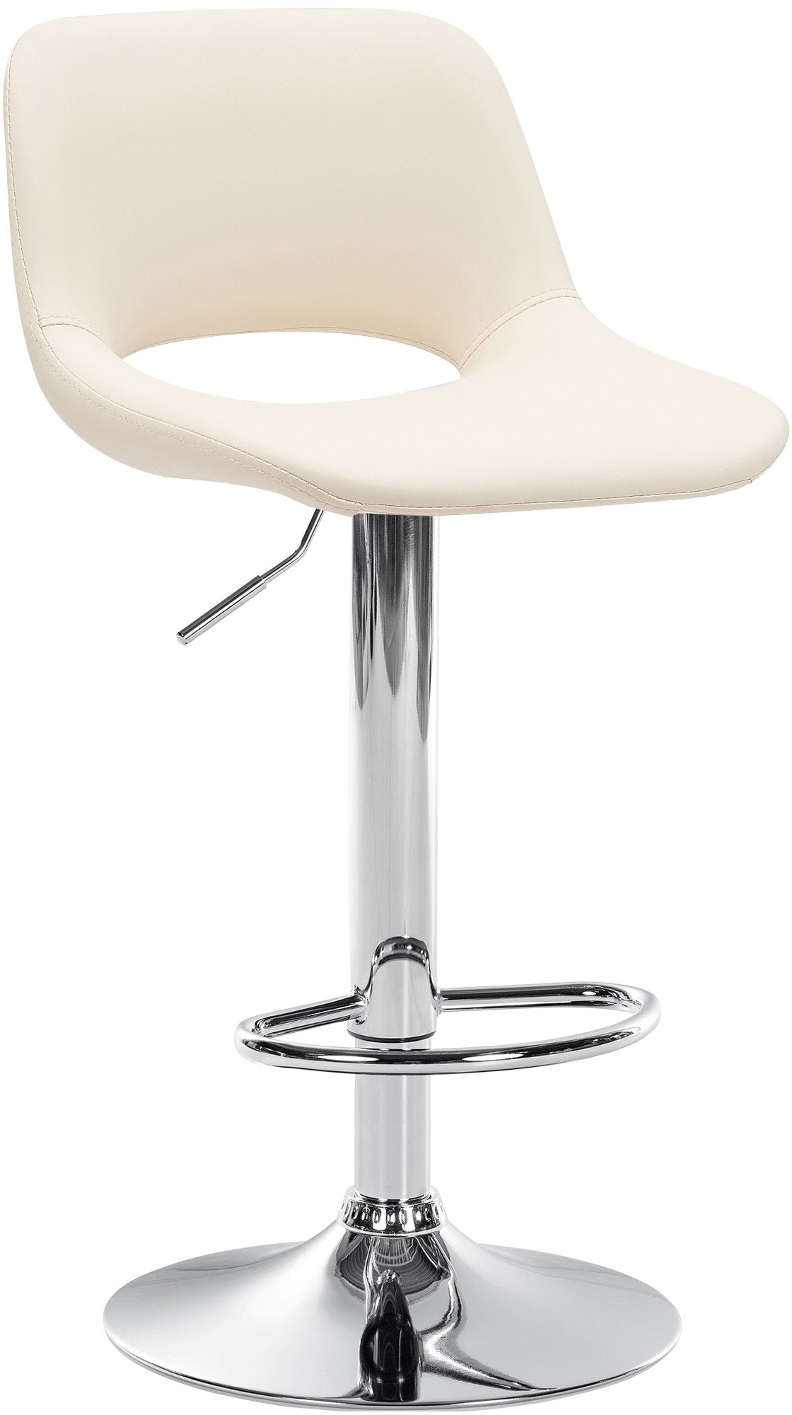 Tabouret De Bar Chaise Haute X1 Avec Repose-pieds En Pvc Crème Piètement Métallique Chromé 10_0004581