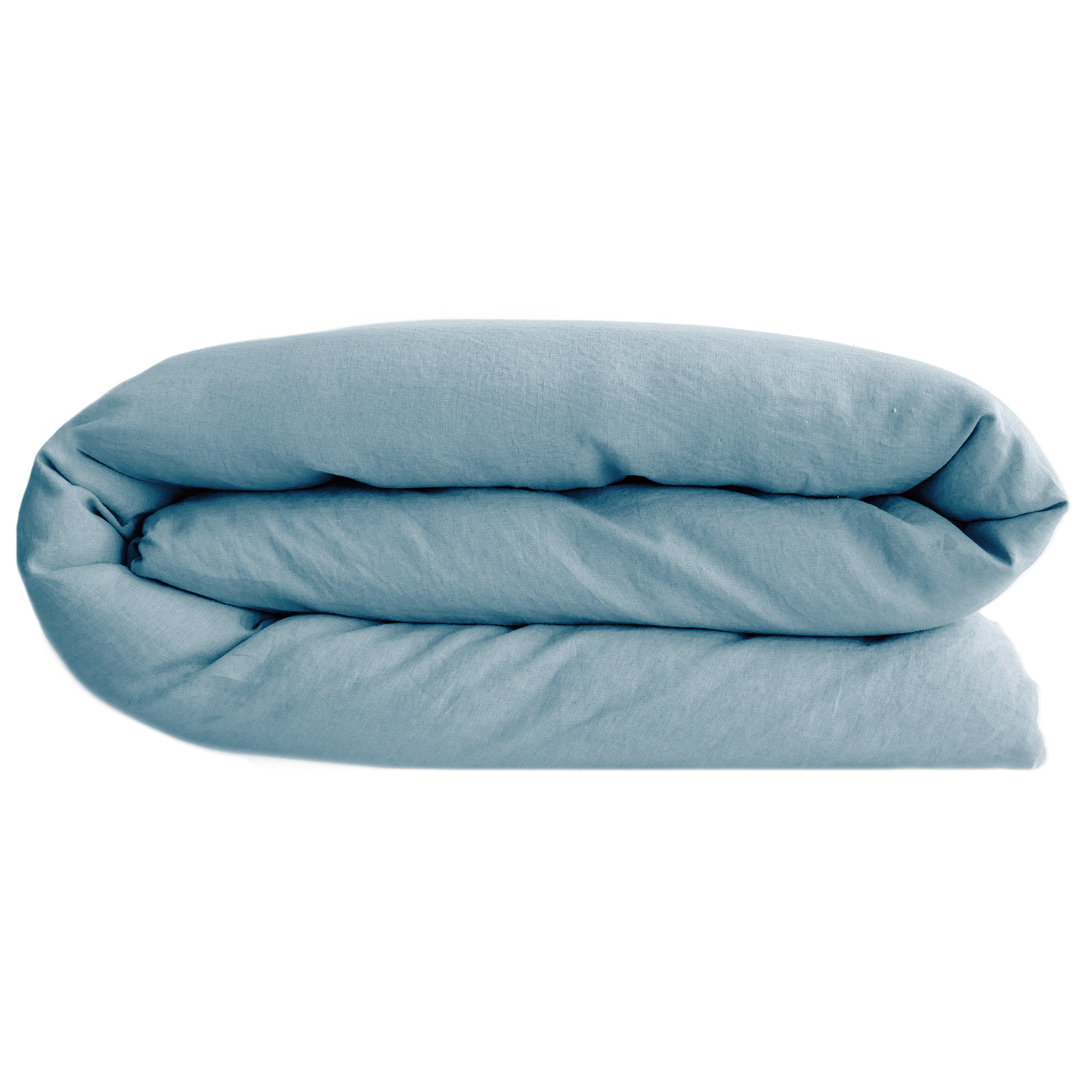 Housse De Couette Palace Pur Coton Lavé 260x240 Cm Uni Bleu Topaze