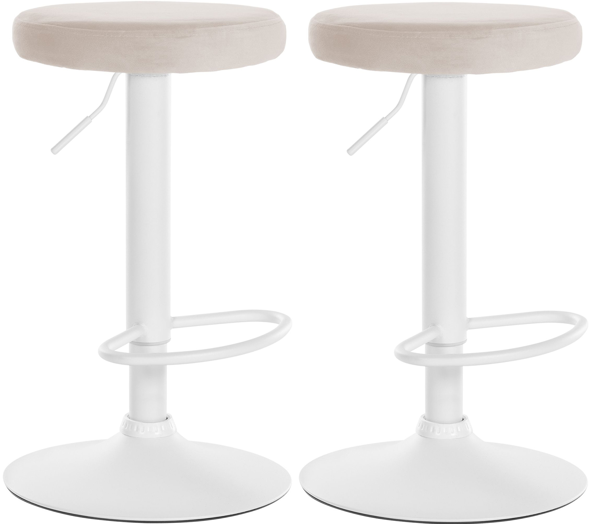 Lot De 2 Tabourets De Bar Ponte Velours Blanc Crème