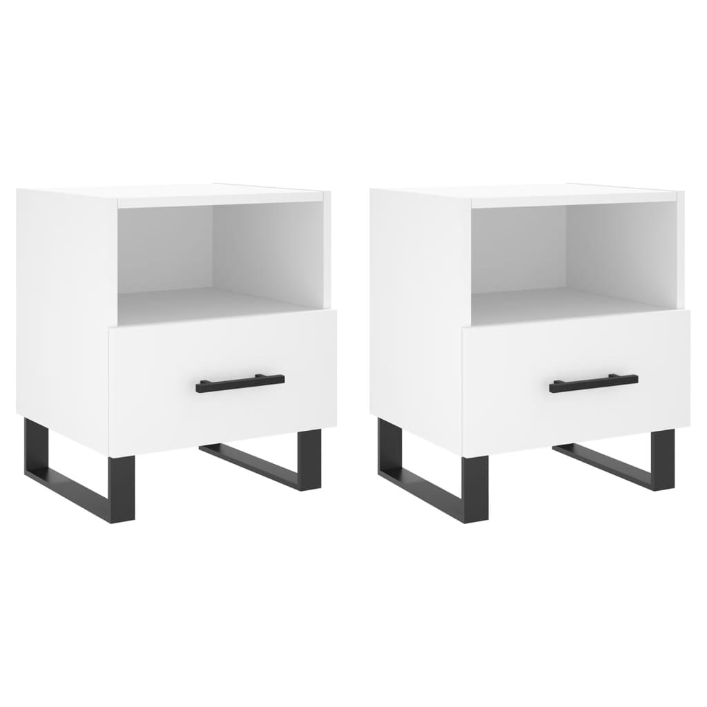 Lot De 2 Tables De Chevet Avec Compartiment Ouvert Et Tiroir 40 X 35 Dec034912