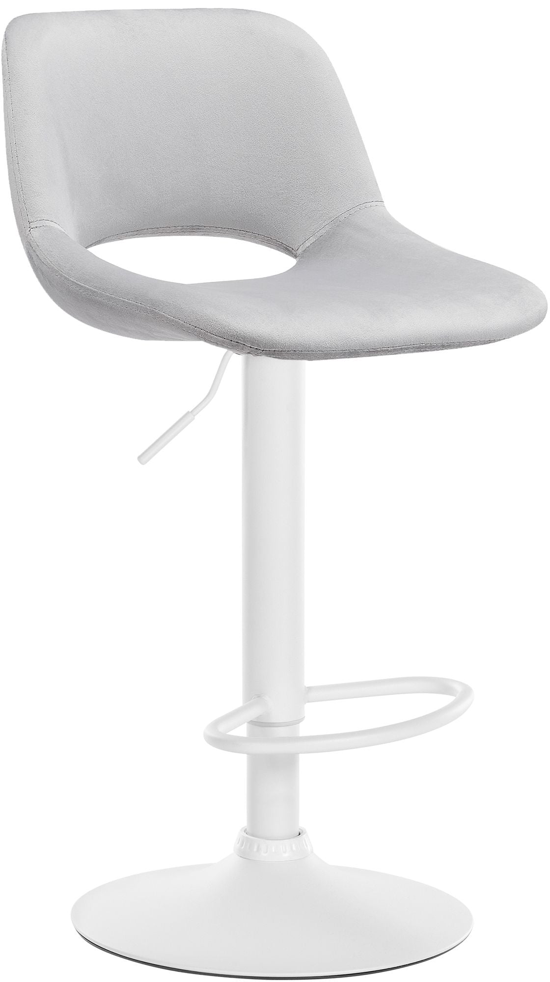 Tabouret De Bar Chaise Haute X1 Avec Repose-pieds En Velours Gris Clair Piètement Métallique 10_0004607