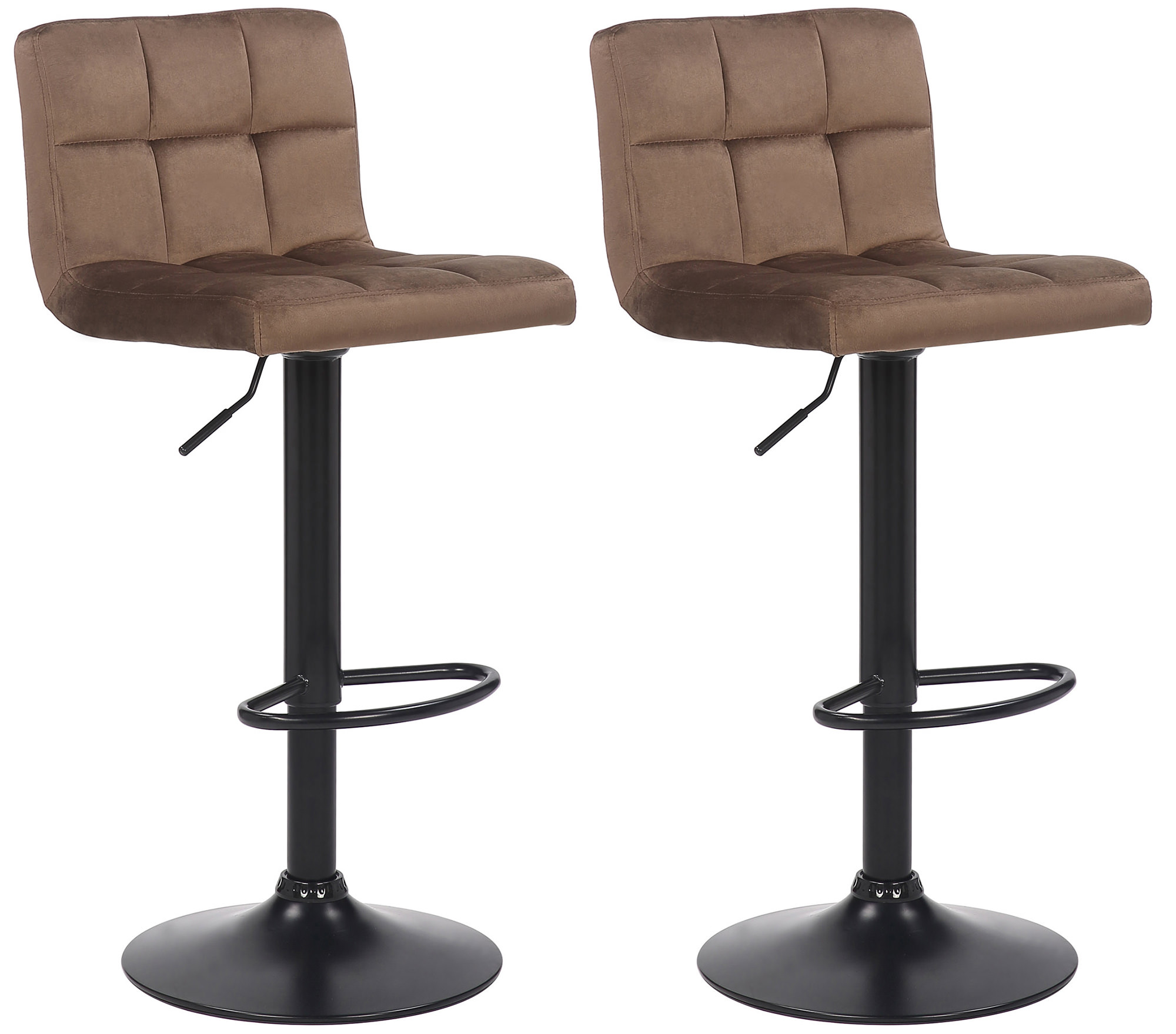 Lot De 2 Tabourets De Bar Feni Velours Brun