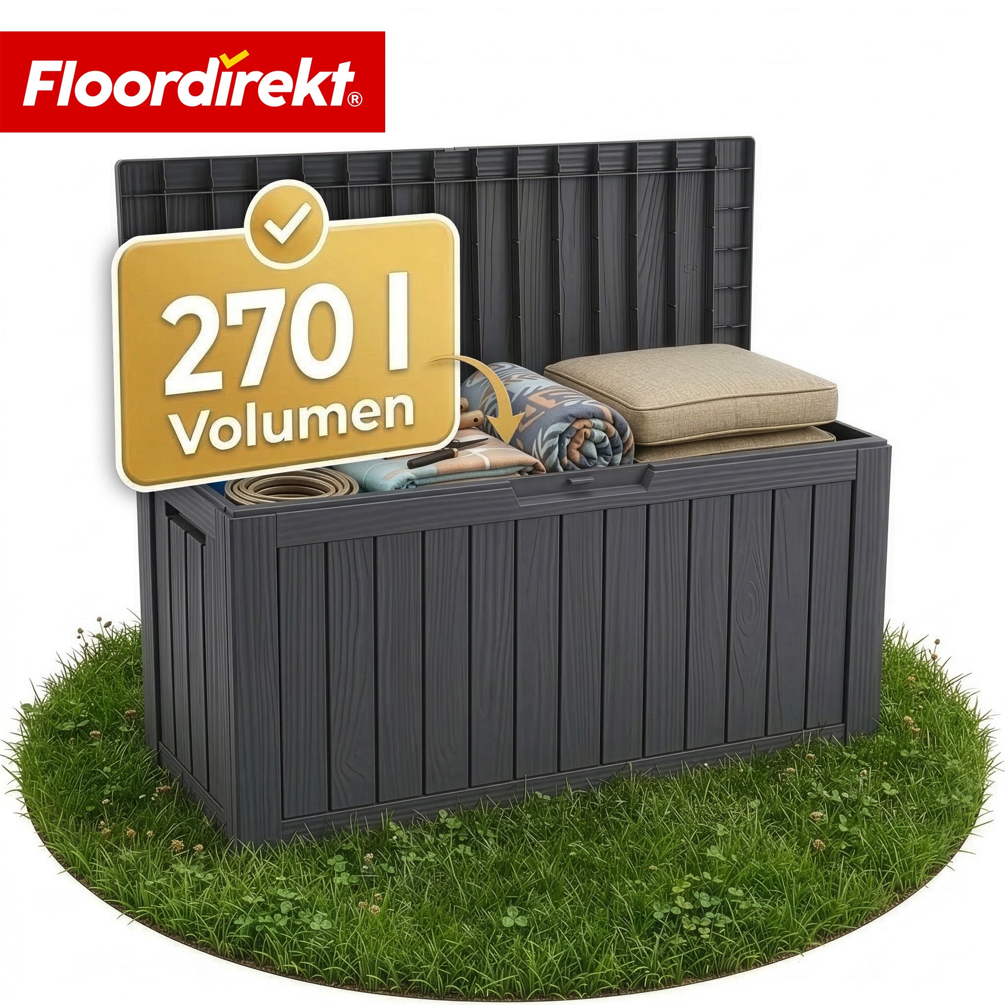 Coffre De Jardin Résistant Aux Intempéries - Anthracite - 270 L