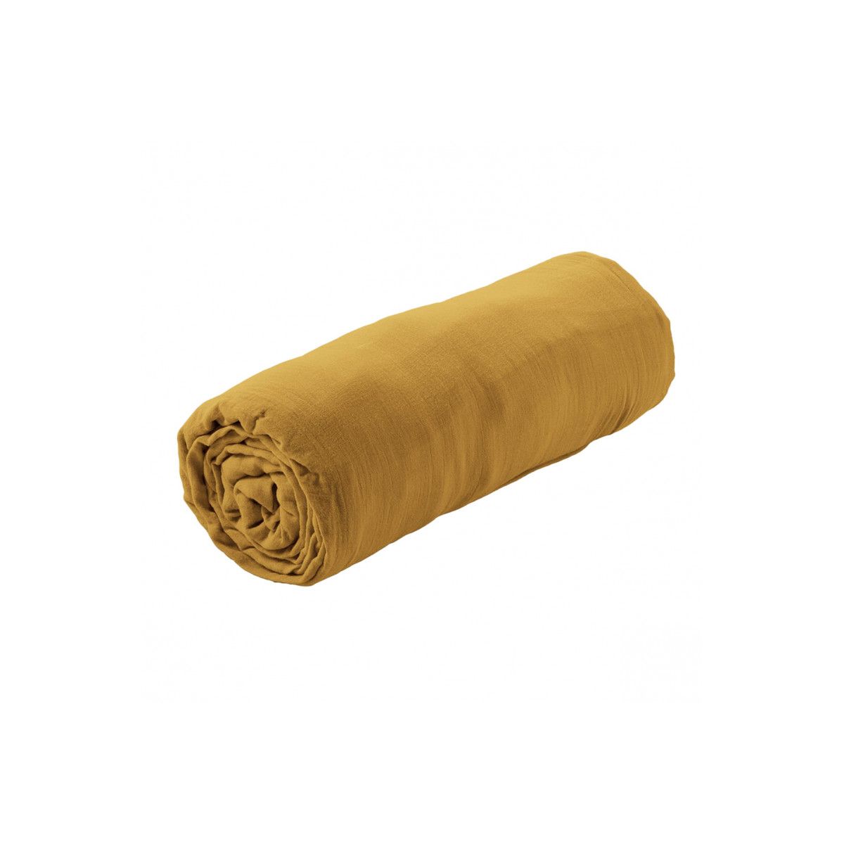 Ourea - Drap Housse 200x200cm Gaze De Coton Safran