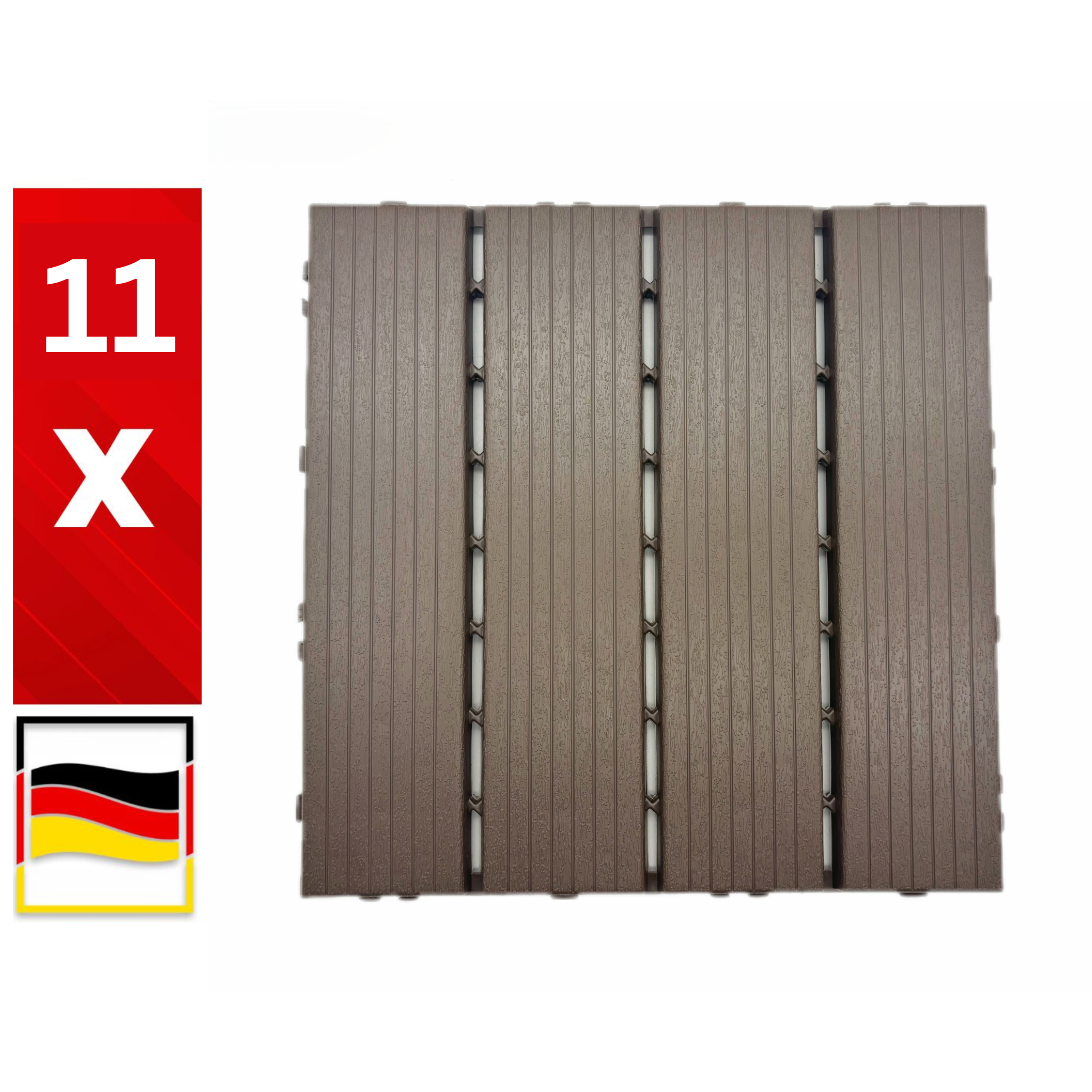 Lot De 11 Dalles De Terrasse Majestic 30 X 30 Cm Dalles Clipsables Effet Lames De Bois - 1 M²