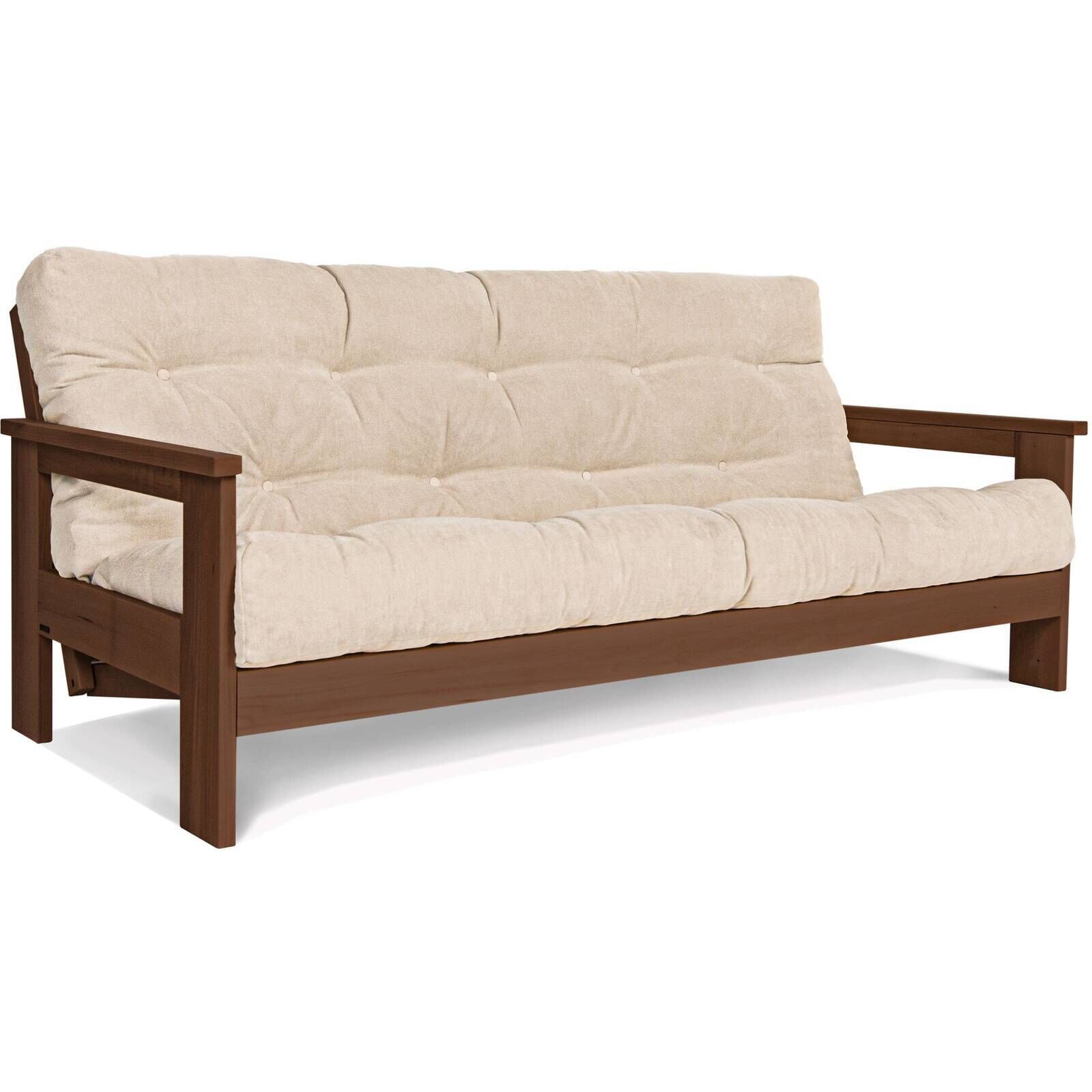 Canapé Lit Mexico - 145 X 200 Cm - Bois Clair Et Beige