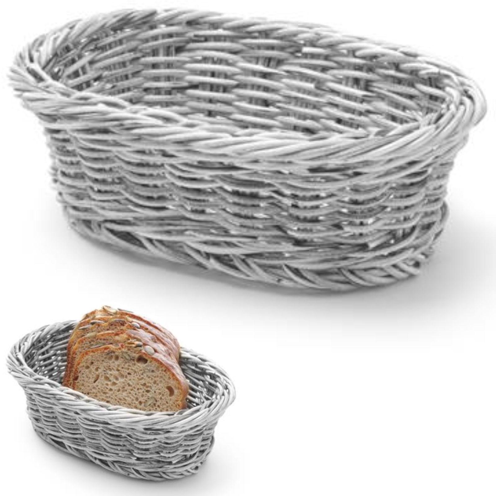 Corbeille À Pain Ovale En Polypropylène, Grise, 190 X 120 X 60 Mm - Hendi 426760