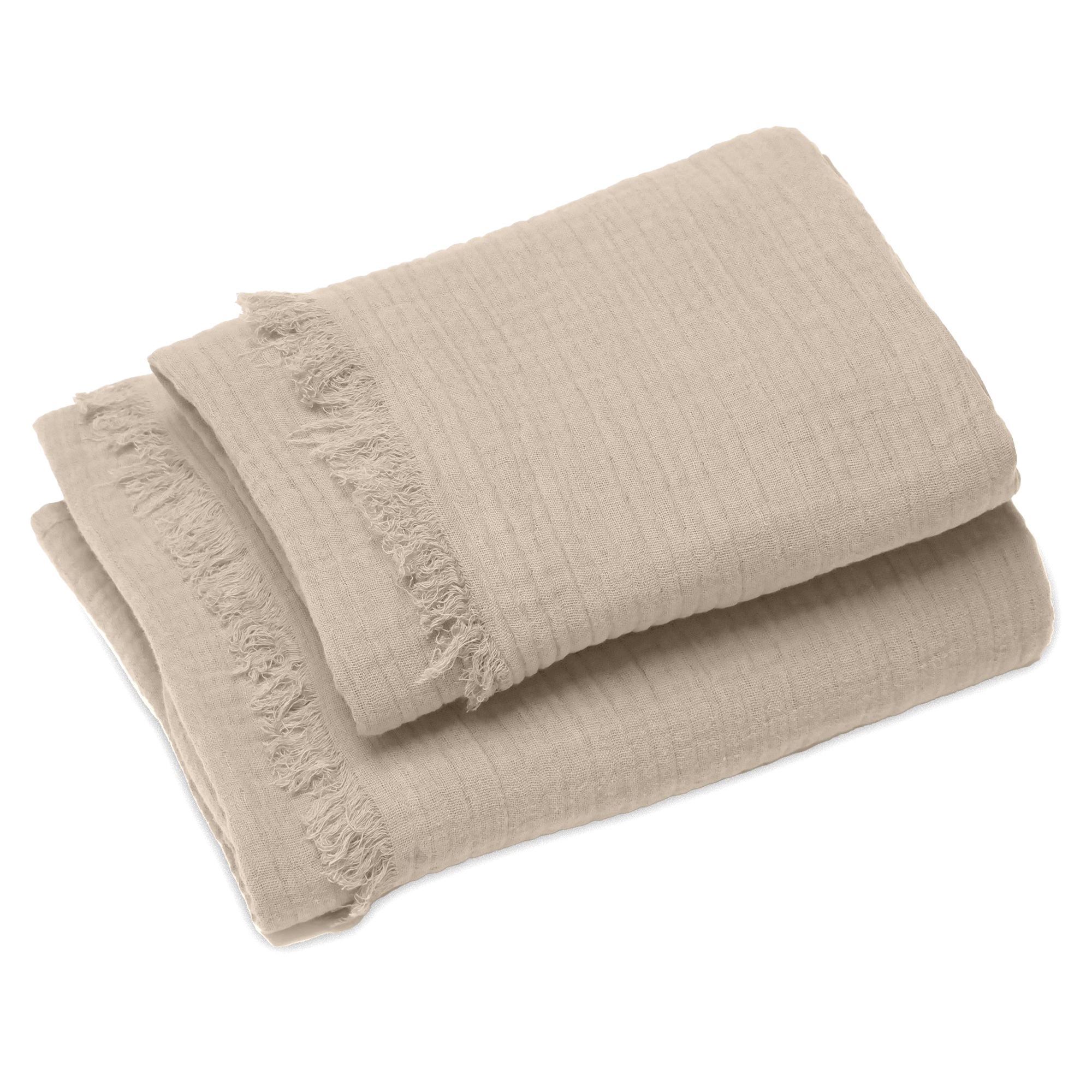 Drap De Douche 70x130 Et Serviette 50x90 Kea Mousseline Coton Beige