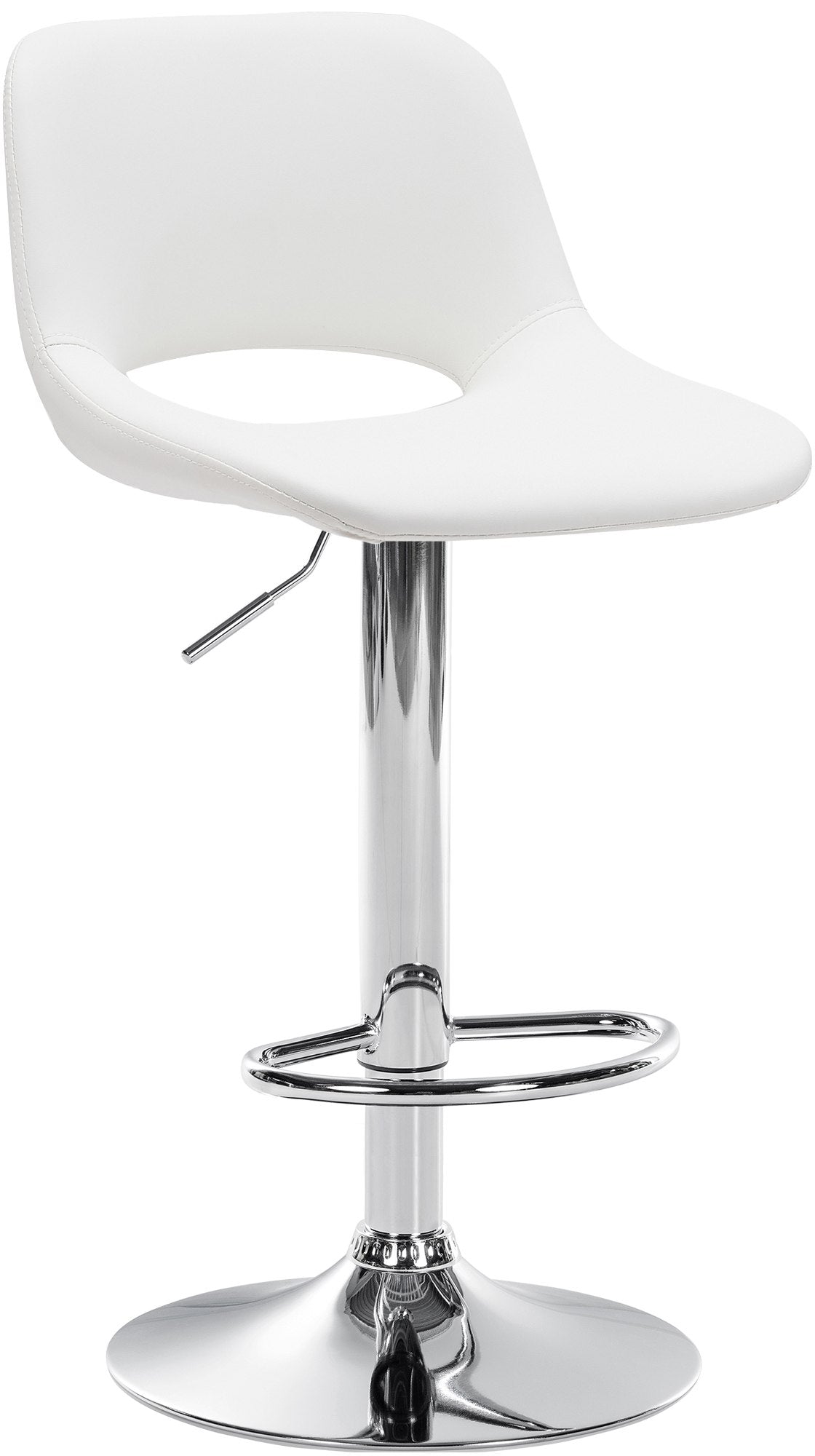 Tabouret De Bar Chaise Haute X1 Avec Repose-pieds En Pvc Blanc Piètement Métallique Chromé 10_0004578