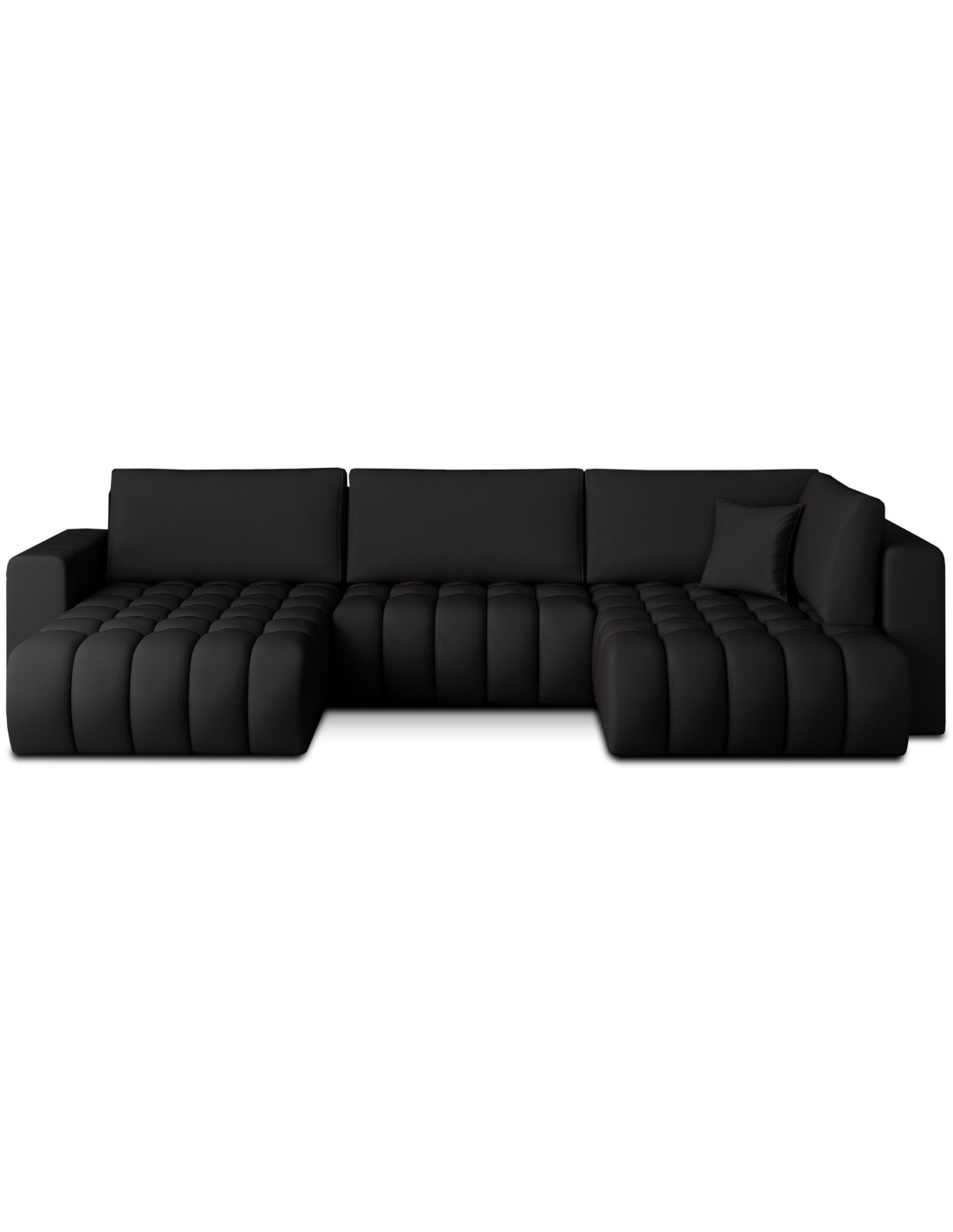 Canapé D'Angle Bonita Convertible 6 Places Noir Tissu - Gauche - 350x175cm