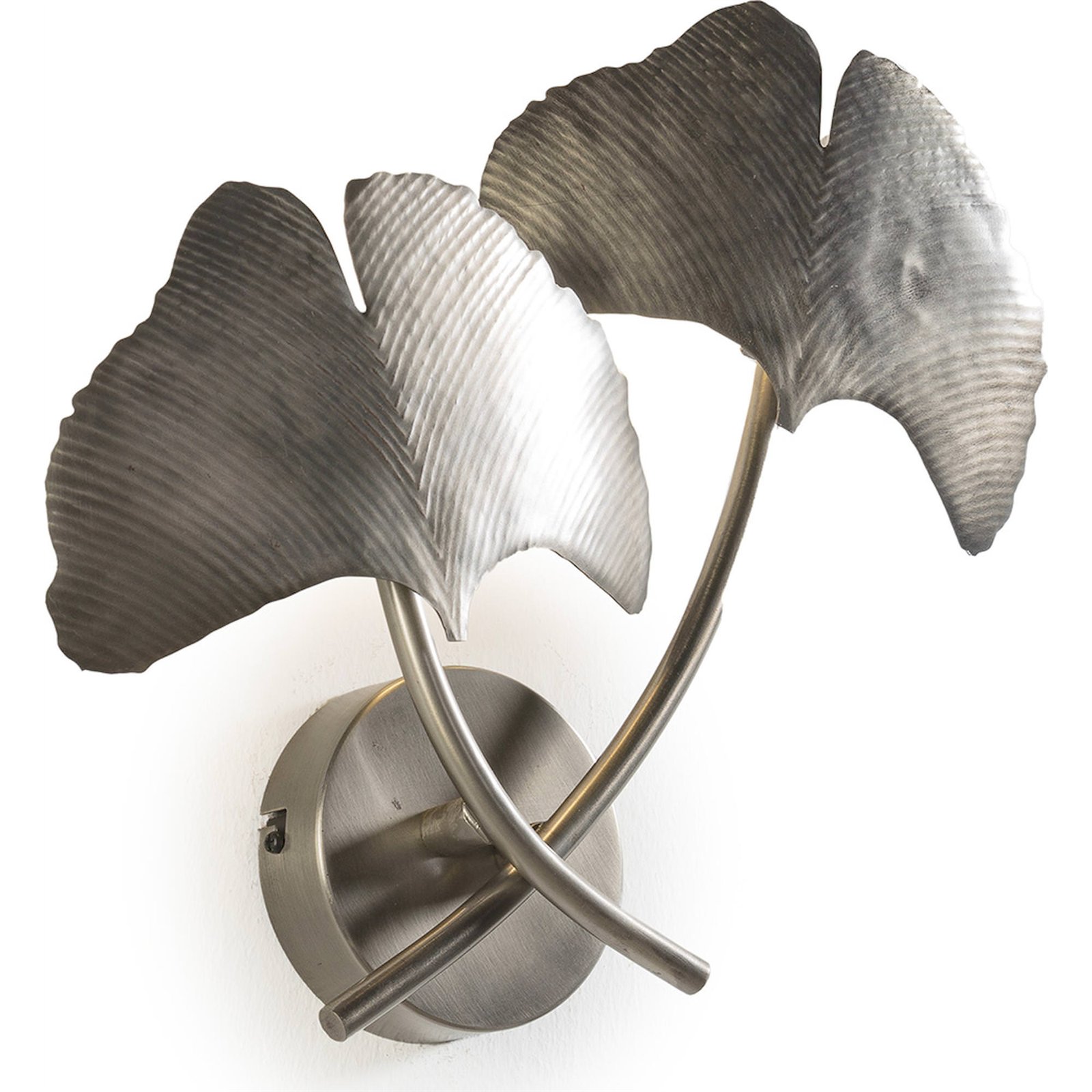 Applique Murale Métal Nickel Finition Vintage Design Feuille Élégante - Nickel Vintage Argenté