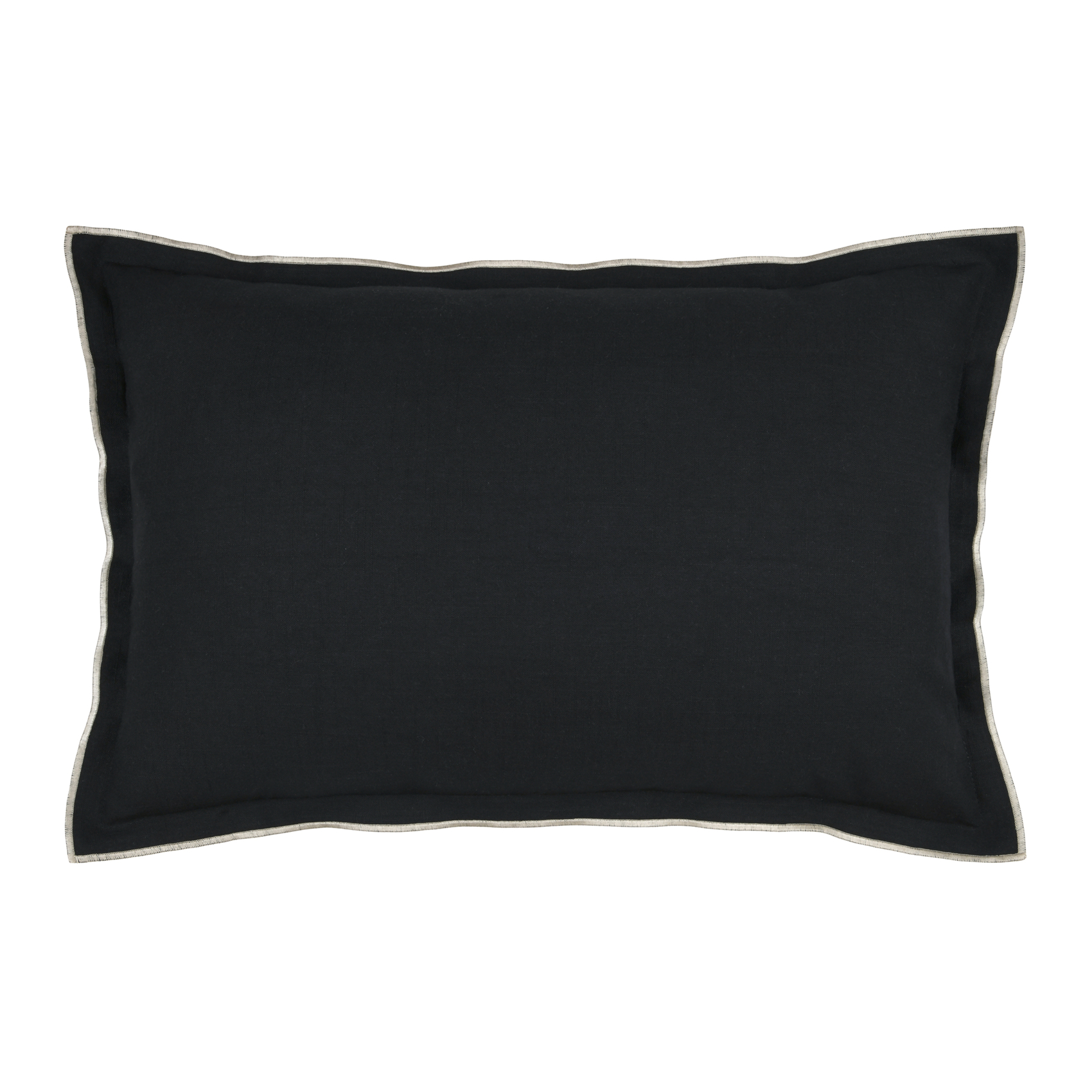 Coussin Coton Volant Plat Feston Noir Noir 40x60 Cm